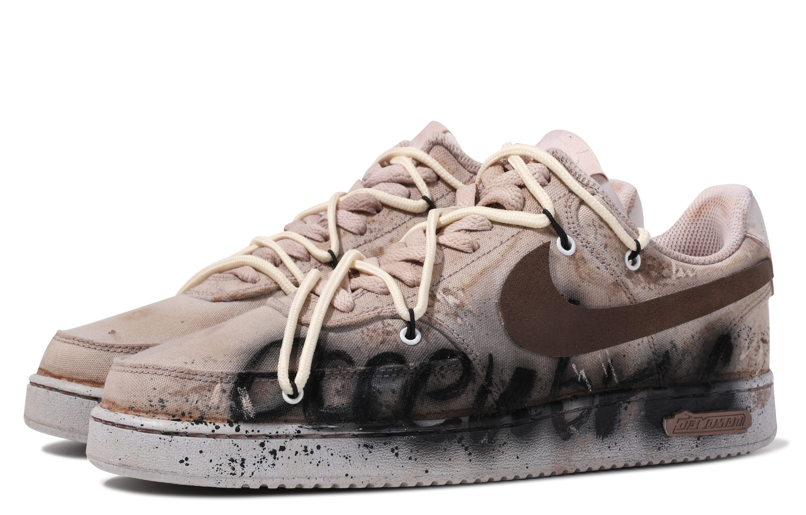 Lookbook [定制鞋] Nike Court Vision 1 '棕白达芬奇涂鸦' DJ6260-100(TeamM-末世)