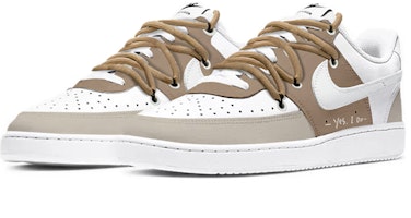 【定制球鞋】 Nike Court Vision 1 焦糖拿鐵 解構綁帶 復古告白 低幫 板鞋 男款 白棕 Order 【定制球鞋】 Nike Court Vision 1 焦糖拿鐵 解構綁帶 復古告白 低幫 板鞋 男款 白棕