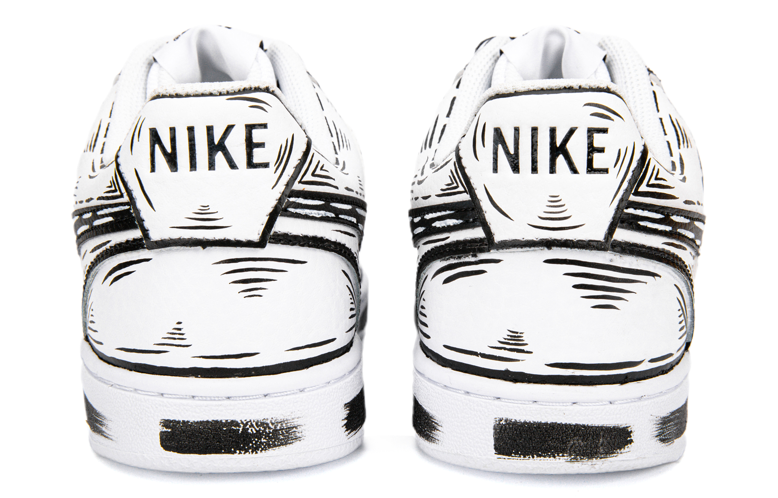 Shop [定制鞋] 耐克Court Vision 1 '漫画涂鸦黑白' CD5463-101(Team18黑白二次元线条Court）