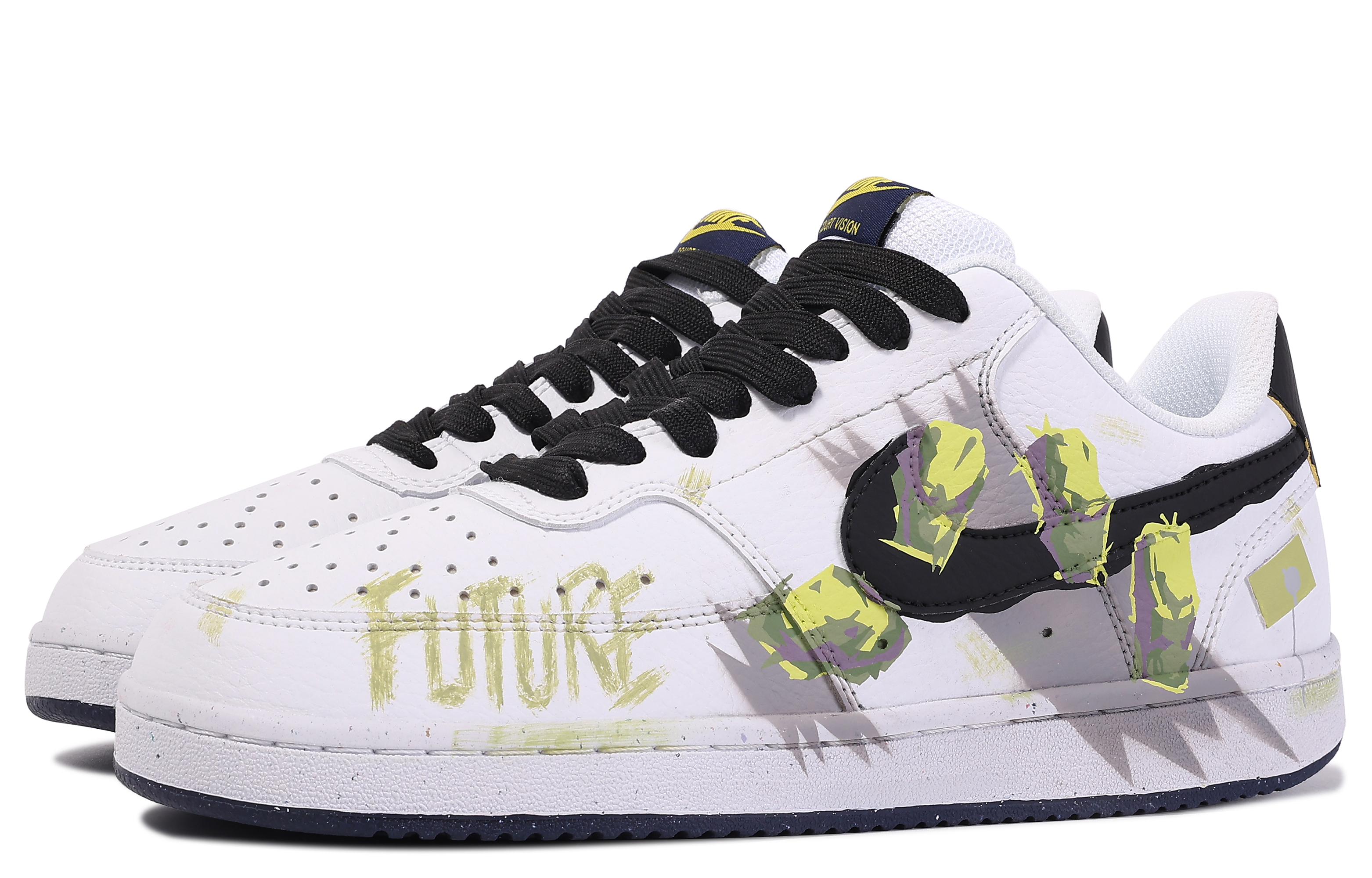 [Custom Shoes] Nike Court Vision 1 'Da Vinci Binary Future Graffiti White Green' 圖 4