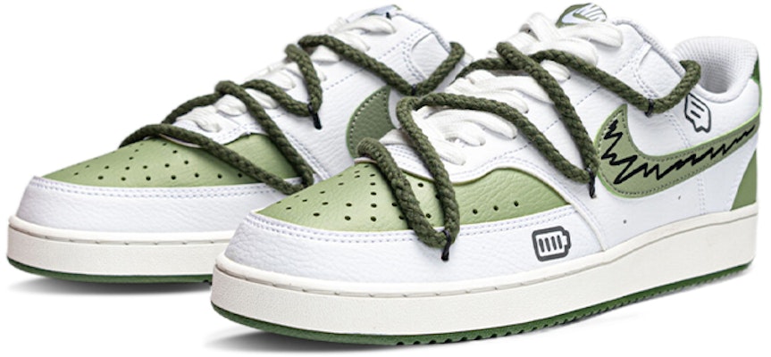 【訂製球鞋】Nike Court Vision 1 電力小子 電池 防滑耐磨 不脫色 低筒 板鞋 男女同款 白綠 Shop 【訂製球鞋】Nike Court Vision 1 電力小子 電池 防滑耐磨 不脫色 低筒 板鞋 男女同款 白綠