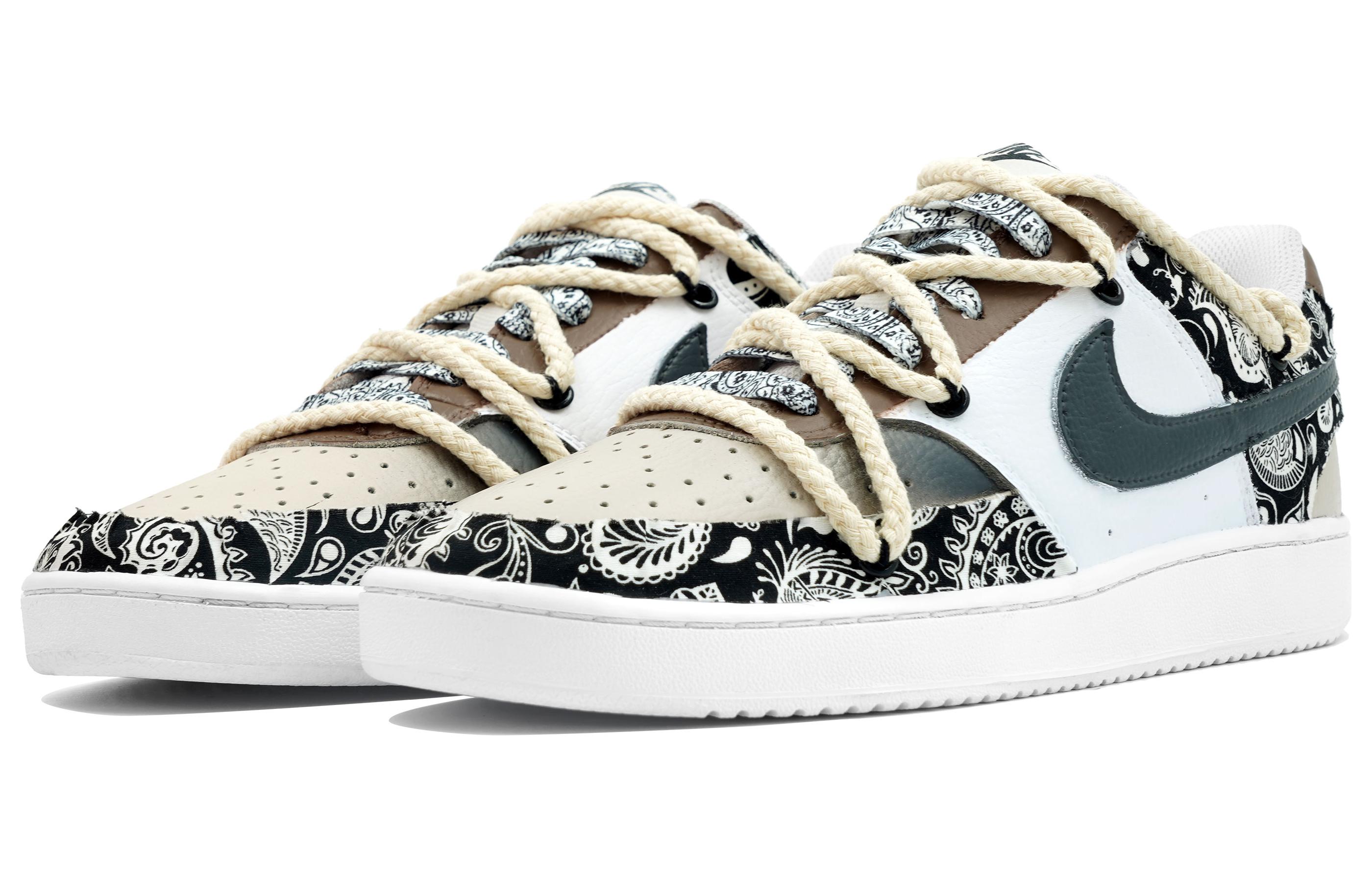 Shop 【訂製球鞋】 Nike Court Vision 1 萬花環  塗鴉 街頭復古 繡布 解構腰果 百搭流行 休閒 舒適 時尚 低筒 帆布鞋 男款 白棕