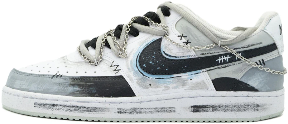 【客製化球鞋】 Nike Court Vision 1 暗巷潑影 塗鴉風 做舊 街頭 金屬 百搭 低筒 板鞋 男款 淺灰色 Buy 【客製化球鞋】 Nike Court Vision 1 暗巷潑影 塗鴉風 做舊 街頭 金屬 百搭 低筒 板鞋 男款 淺灰色