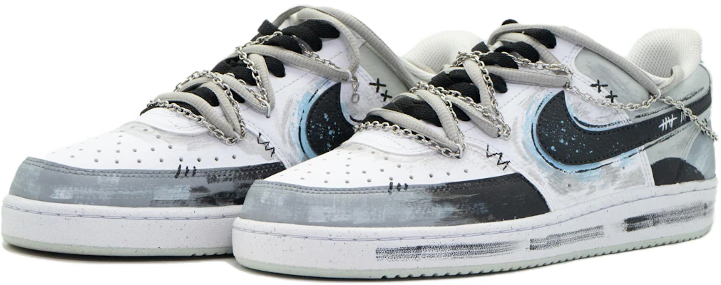 【客製化球鞋】 Nike Court Vision 1 暗巷潑影 塗鴉風 做舊 街頭 金屬 百搭 低筒 板鞋 男款 淺灰色 Shop 【客製化球鞋】 Nike Court Vision 1 暗巷潑影 塗鴉風 做舊 街頭 金屬 百搭 低筒 板鞋 男款 淺灰色