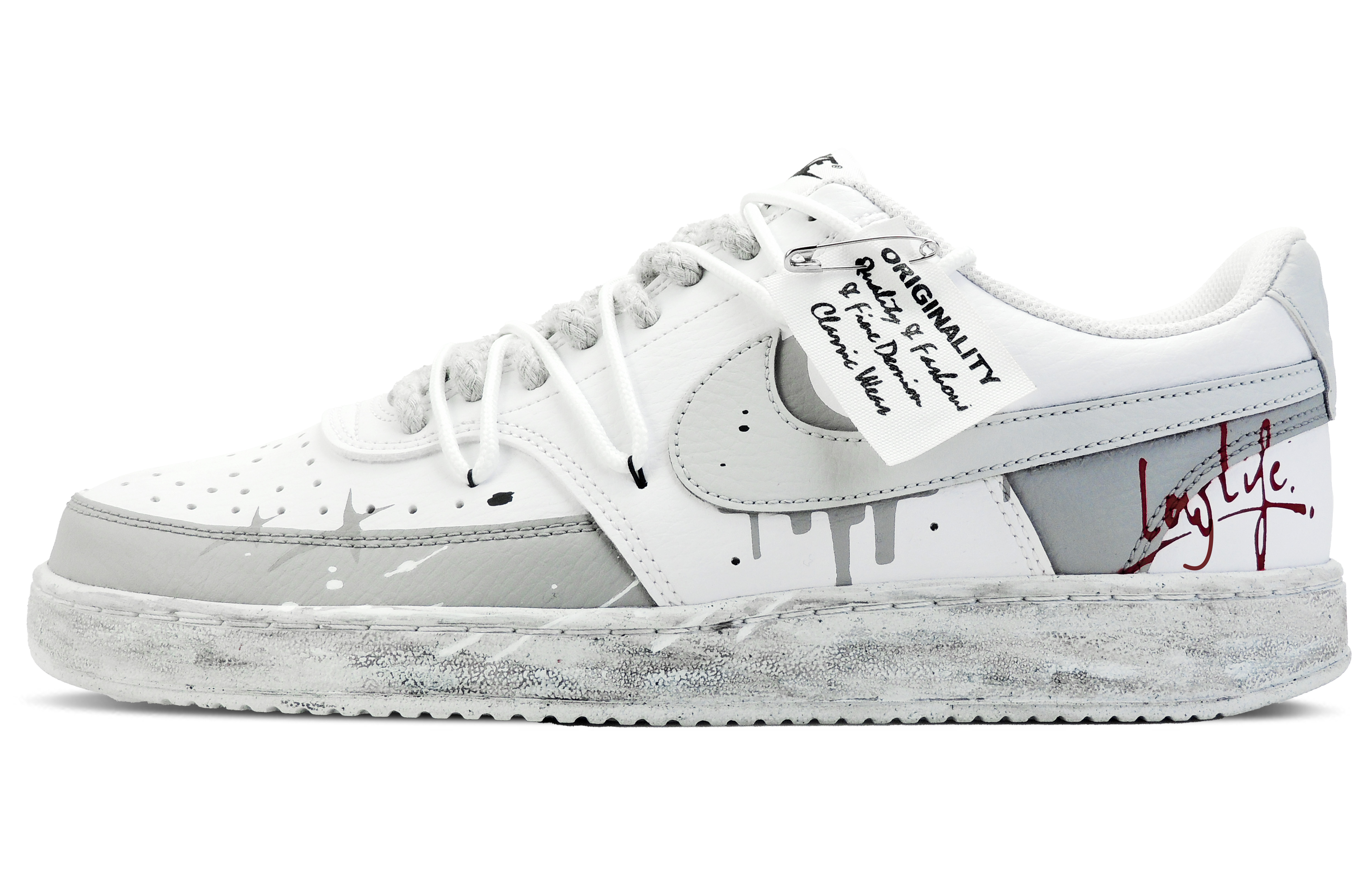 Buy [Kasut Custom] Nike Court Vision 1 'Kelabu Putih Gothic Distressed Graffiti' DH2987-101(Team128-静默讯号)