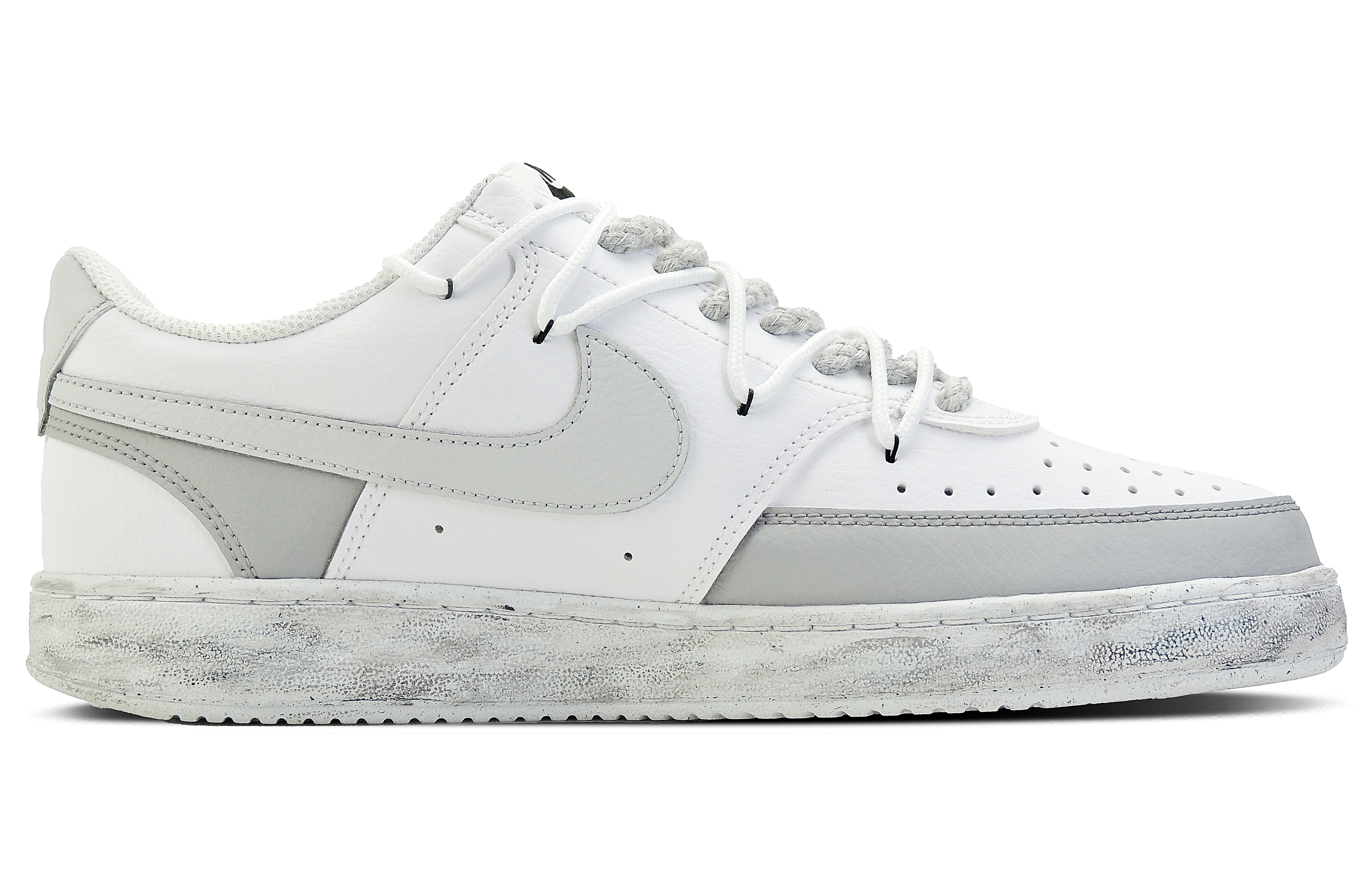 Order [Kasut Custom] Nike Court Vision 1 'Kelabu Putih Gothic Distressed Graffiti' DH2987-101(Team128-静默讯号)