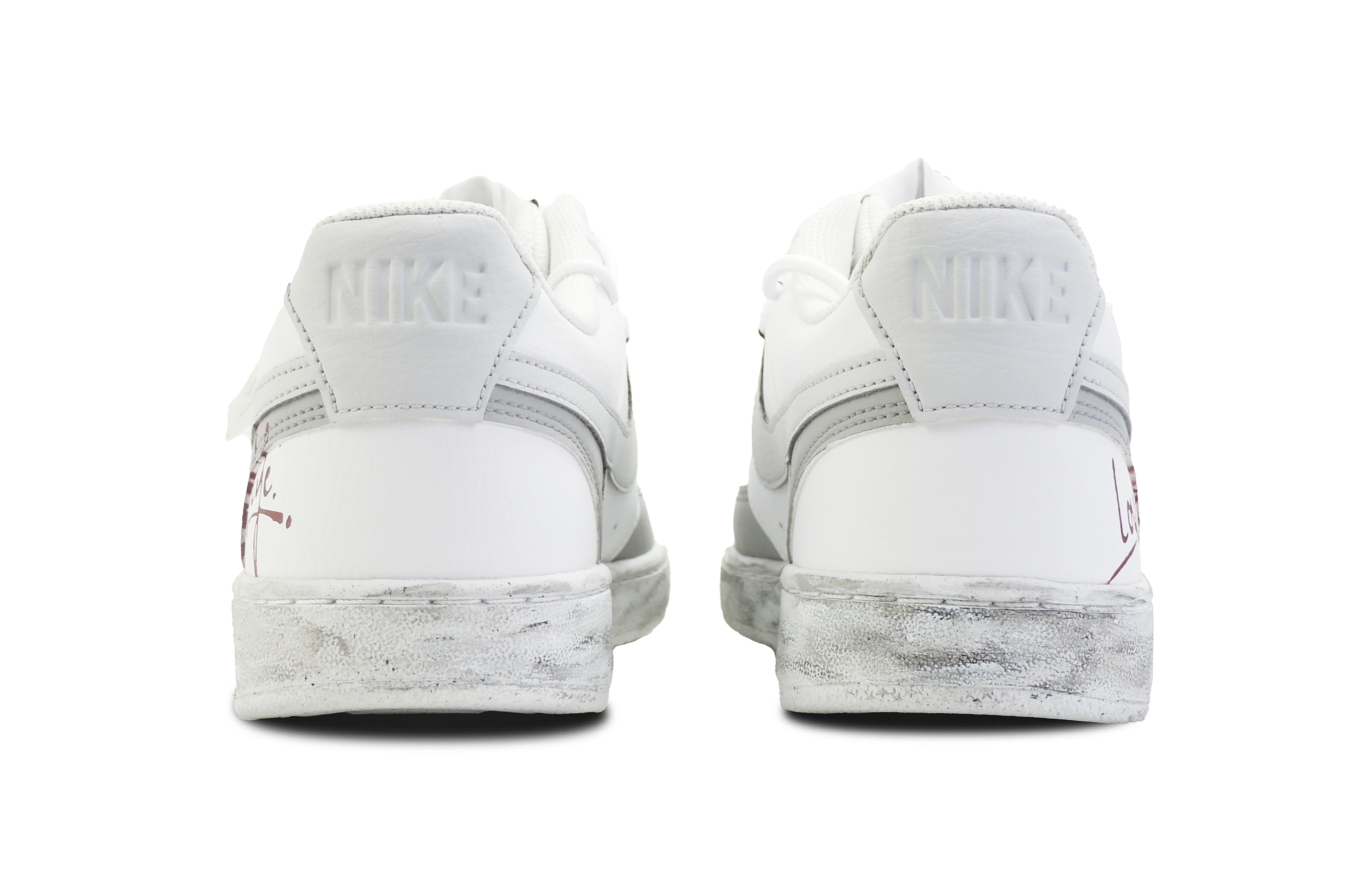 Shop [Kasut Custom] Nike Court Vision 1 'Kelabu Putih Gothic Distressed Graffiti' DH2987-101(Team128-静默讯号)