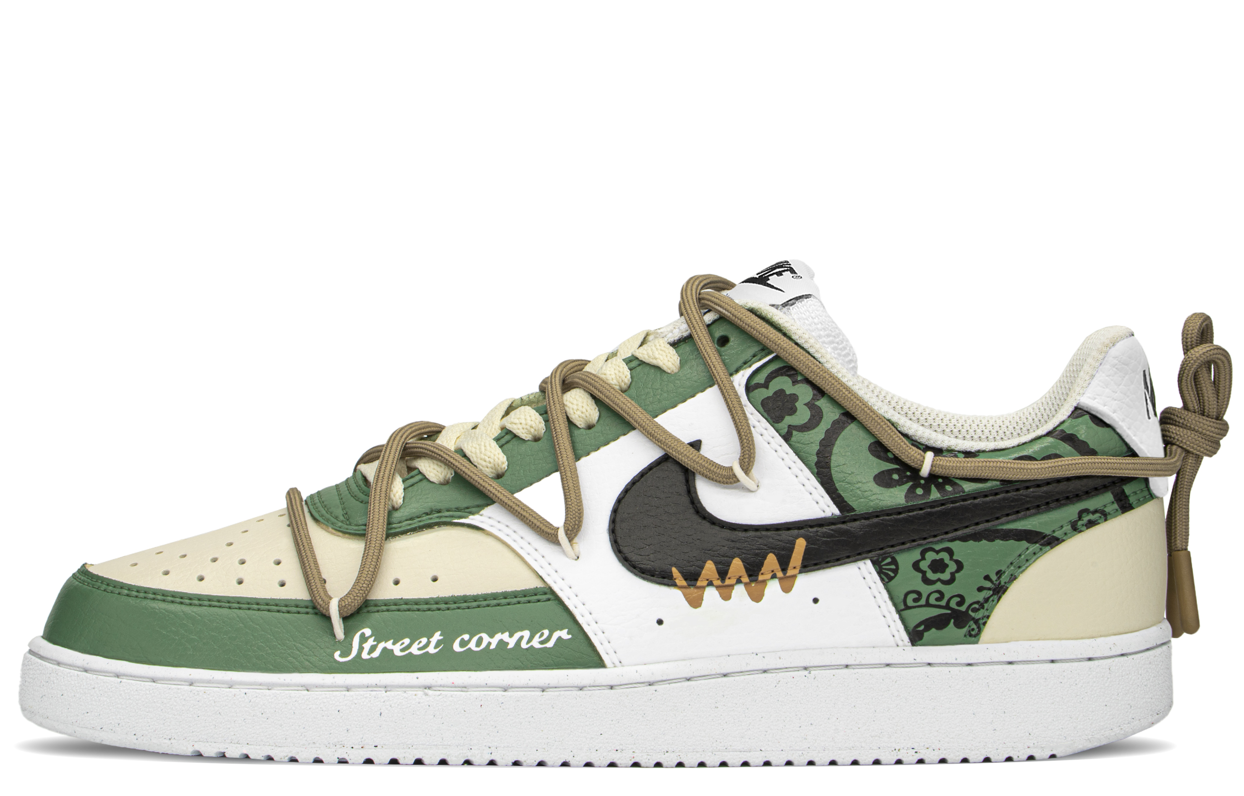 [Custom Shoes] Nike Court Vision 1 'Khaki Green Paisley'