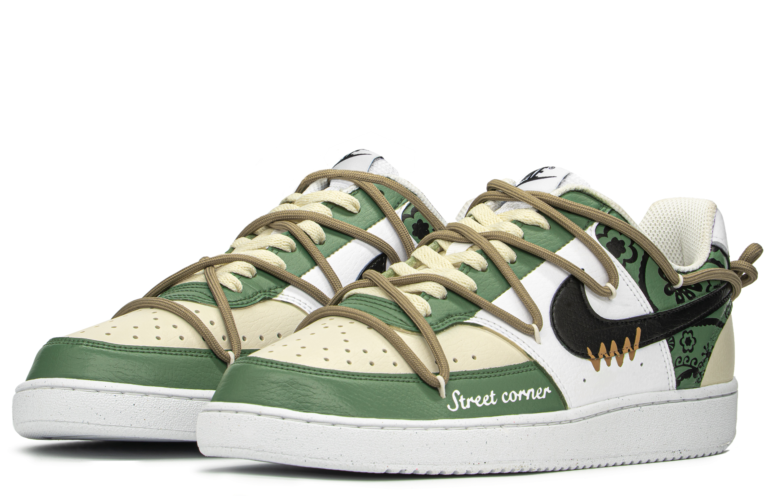 Lookbook [Sneakers Kustom] Nike Court Vision 1 'Khaki Hijau Paisley Street' DH2987-101(TeamA-街头腰果S-BOX)