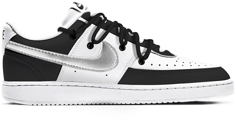 【定制球鞋】 Nike Court Vision 1 搗蛋 小熊貓 解構綁帶 簡約工業風 低幫 板鞋 男款 黑白 Order 【定制球鞋】 Nike Court Vision 1 搗蛋 小熊貓 解構綁帶 簡約工業風 低幫 板鞋 男款 黑白