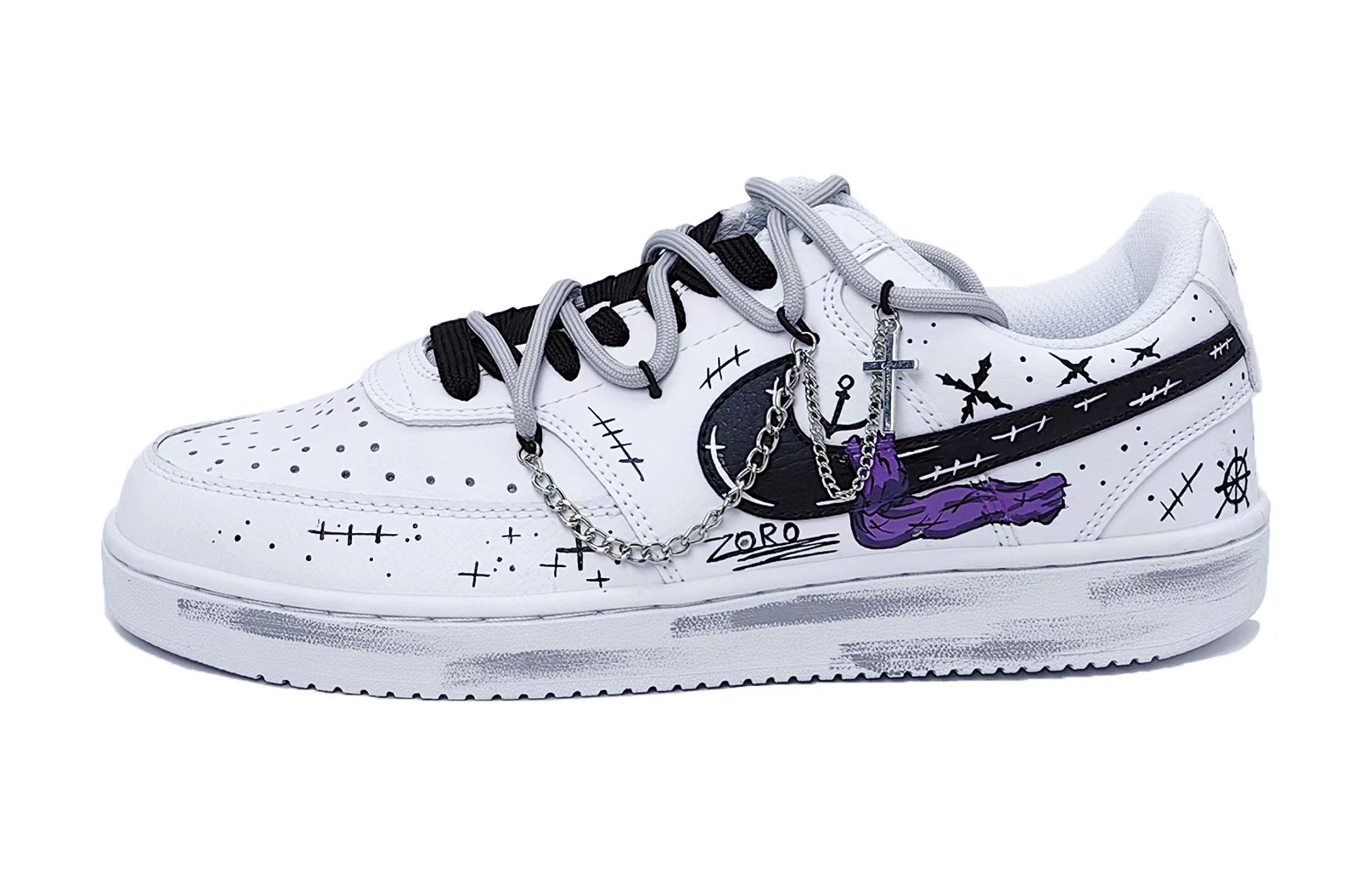 Buy 【カスタムシューズ】ナイキコートビジョン1 'パイレーツペンダント白黒' DH2987-101（Team136-海贼）