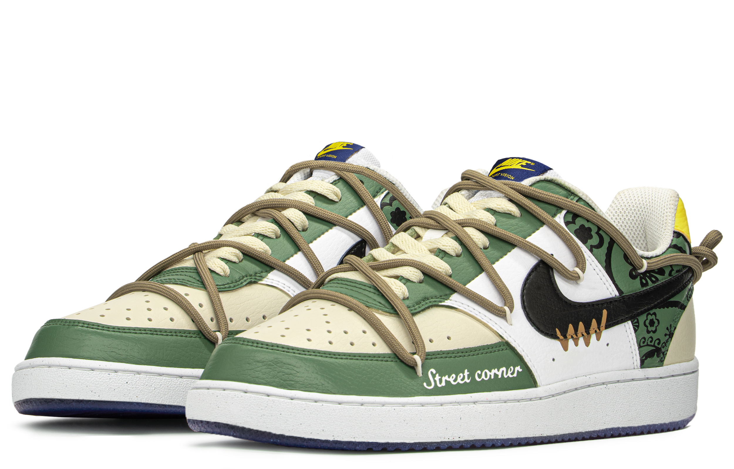Lookbook [定制鞋款] 耐克 Court Vision 1 '街头佩斯利绿' DH2987-103(TeamA-街头腰果)
