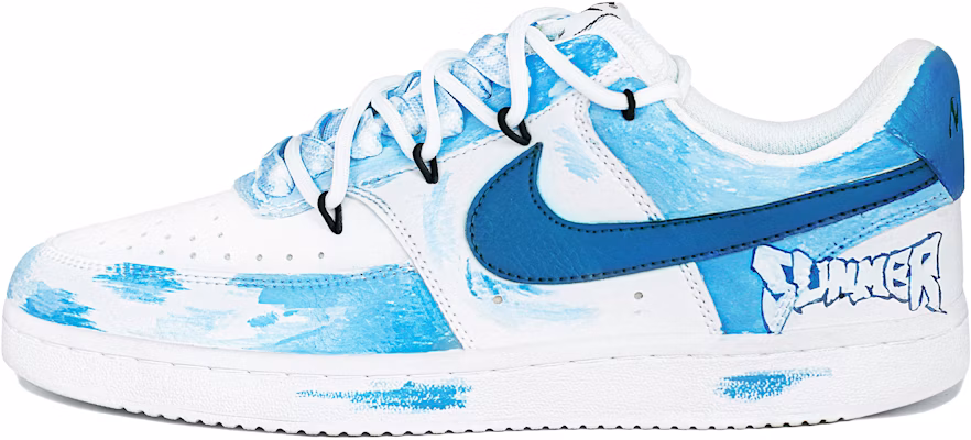 【訂製球鞋】 Nike Court Vision 1 夏日清爽解構鞋帶 皮革 漸變 嘻哈 塗鴉 清新 簡約 防滑耐磨輕便透氣支撐 低筒 板鞋 男款 白藍 Buy 【訂製球鞋】 Nike Court Vision 1 夏日清爽解構鞋帶 皮革 漸變 嘻哈 塗鴉 清新 簡約 防滑耐磨輕便透氣支撐 低筒 板鞋 男款 白藍