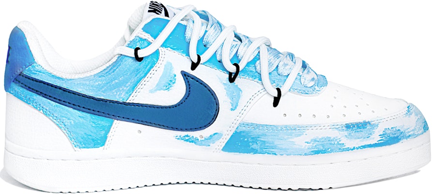 【訂製球鞋】 Nike Court Vision 1 夏日清爽解構鞋帶 皮革 漸變 嘻哈 塗鴉 清新 簡約 防滑耐磨輕便透氣支撐 低筒 板鞋 男款 白藍 Lookbook 【訂製球鞋】 Nike Court Vision 1 夏日清爽解構鞋帶 皮革 漸變 嘻哈 塗鴉 清新 簡約 防滑耐磨輕便透氣支撐 低筒 板鞋 男款 白藍