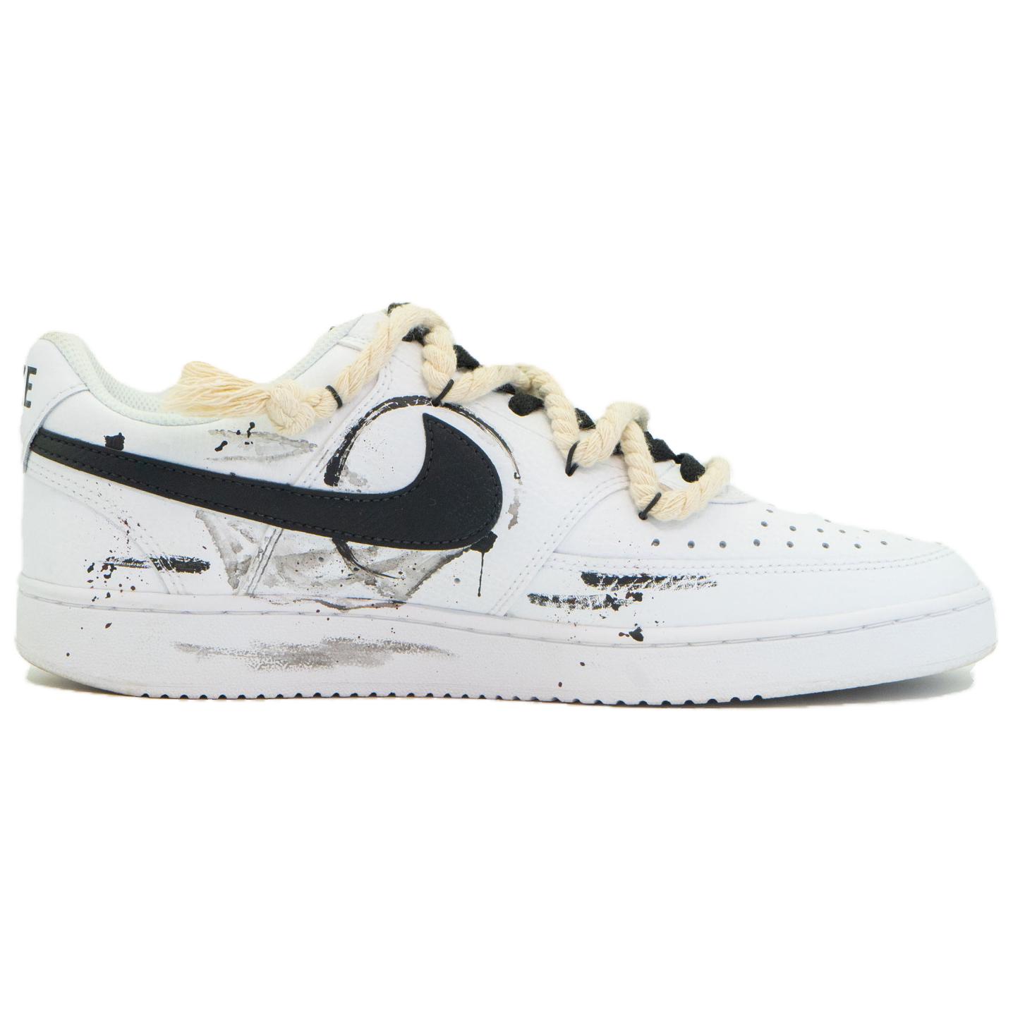 [Custom Shoes] Nike Court Vision 1 'White-Black Ink Wash' 圖 3