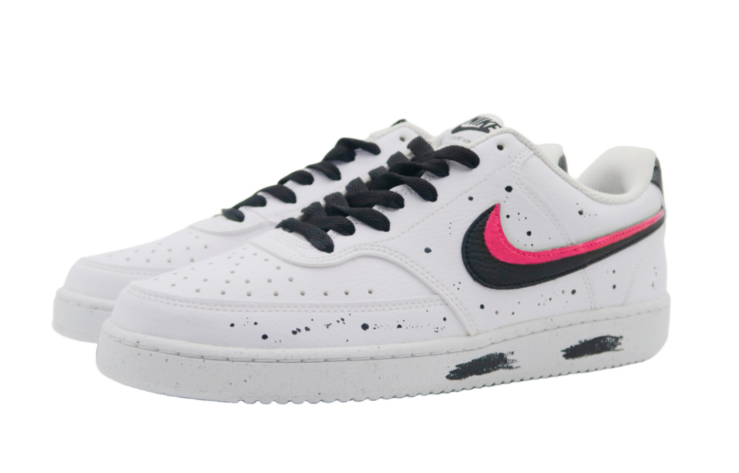 Lookbook ナイキ コートビジョン1 カスタム 白黒マルチカラースペックル DH2987-101(Team140-粉与黑)