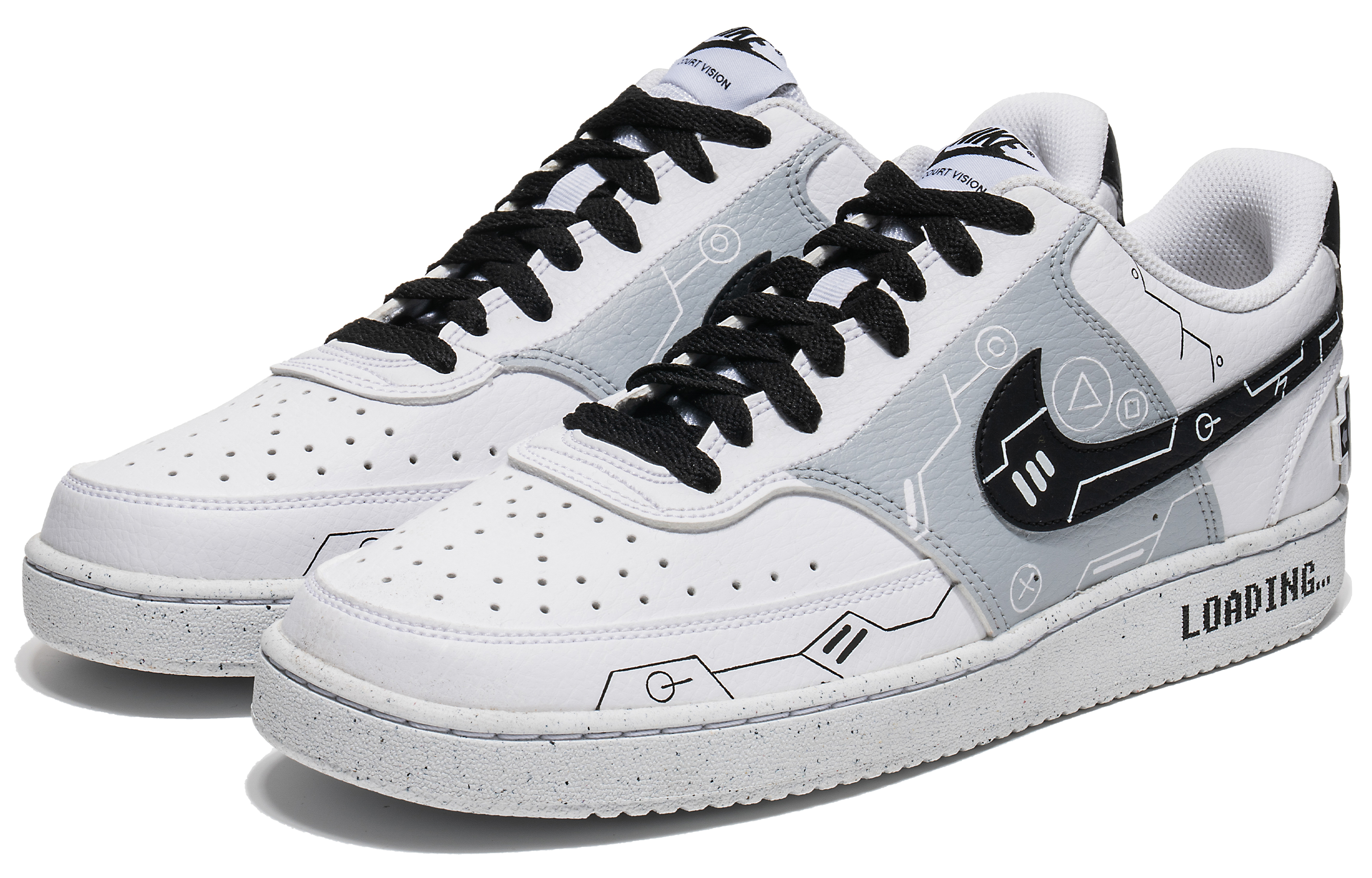 Lookbook 【定制球鞋】 Nike Court Vision 1 野鶴製造 灰電玩 立體按鍵 防滑耐磨 低幫 板鞋 男女同款