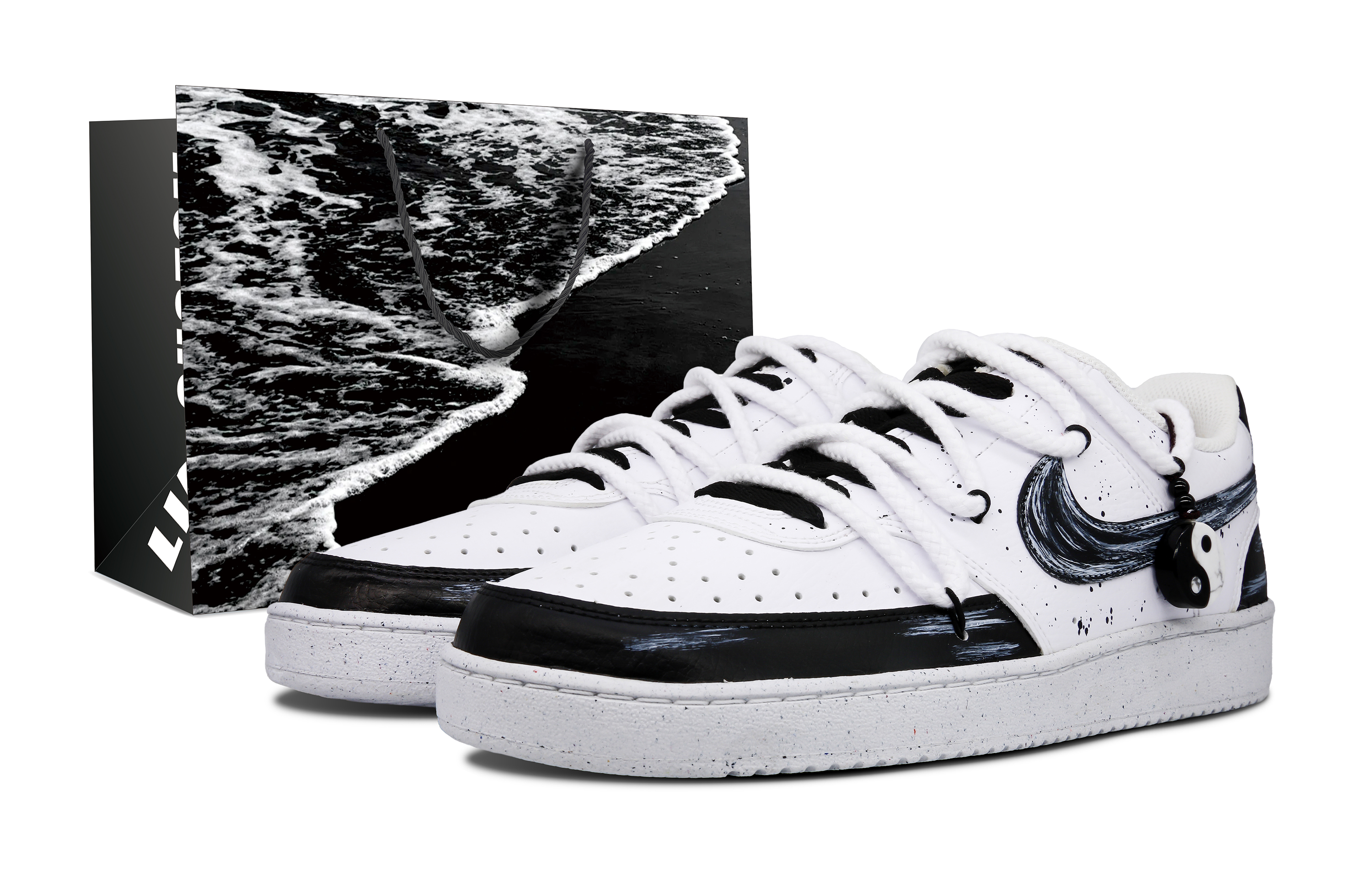 Buy [Custom Shoes] Nike Court Vision 1 'Xiaoyao Taiji Black White'