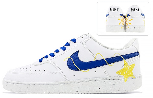 【定制球鞋】Nike Court Vision 1 太陽星星 手繪塗鴉 許願 線條 低幫 板鞋 男款 黃藍 Buy 【定制球鞋】Nike Court Vision 1 太陽星星 手繪塗鴉 許願 線條 低幫 板鞋 男款 黃藍