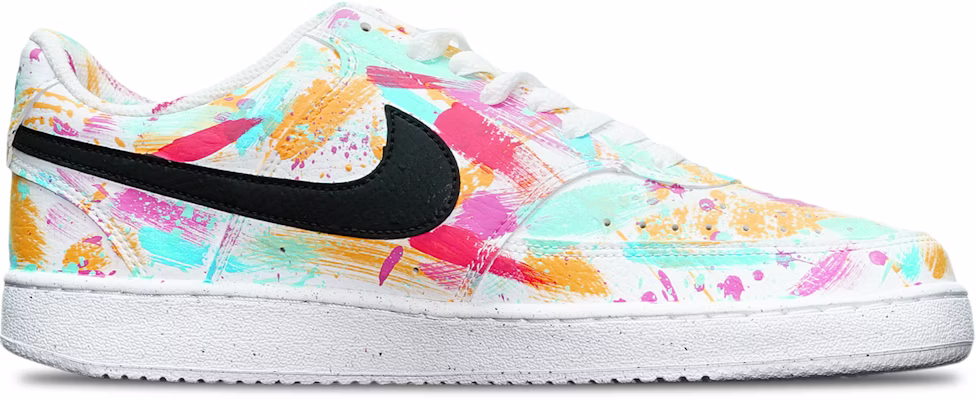 【定制球鞋】Nike Court Vision 1 Low 抽象藝術塗鴉 不掉色 防滑 低帮 板鞋 男款 藍橙紅 Order 【定制球鞋】Nike Court Vision 1 Low 抽象藝術塗鴉 不掉色 防滑 低帮 板鞋 男款 藍橙紅