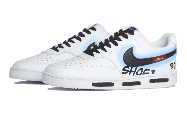 [Custom Shoes] Nike Court Vision 1 Low 'Biker Marquez Hand-Painted Black White Blue' 圖 3