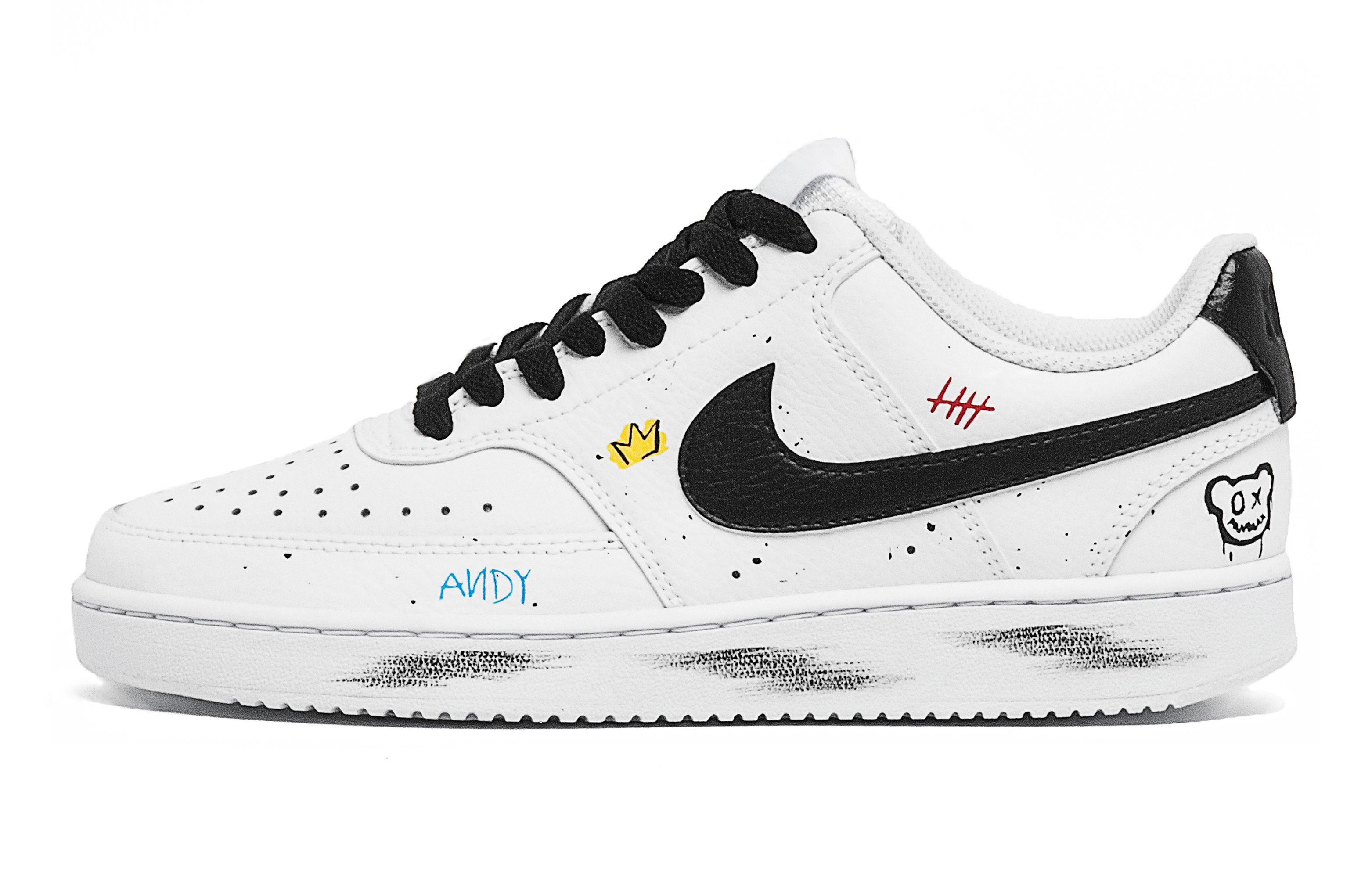 [Custom Shoes] Nike Court Vision 1 Low 'Black White Graffiti'