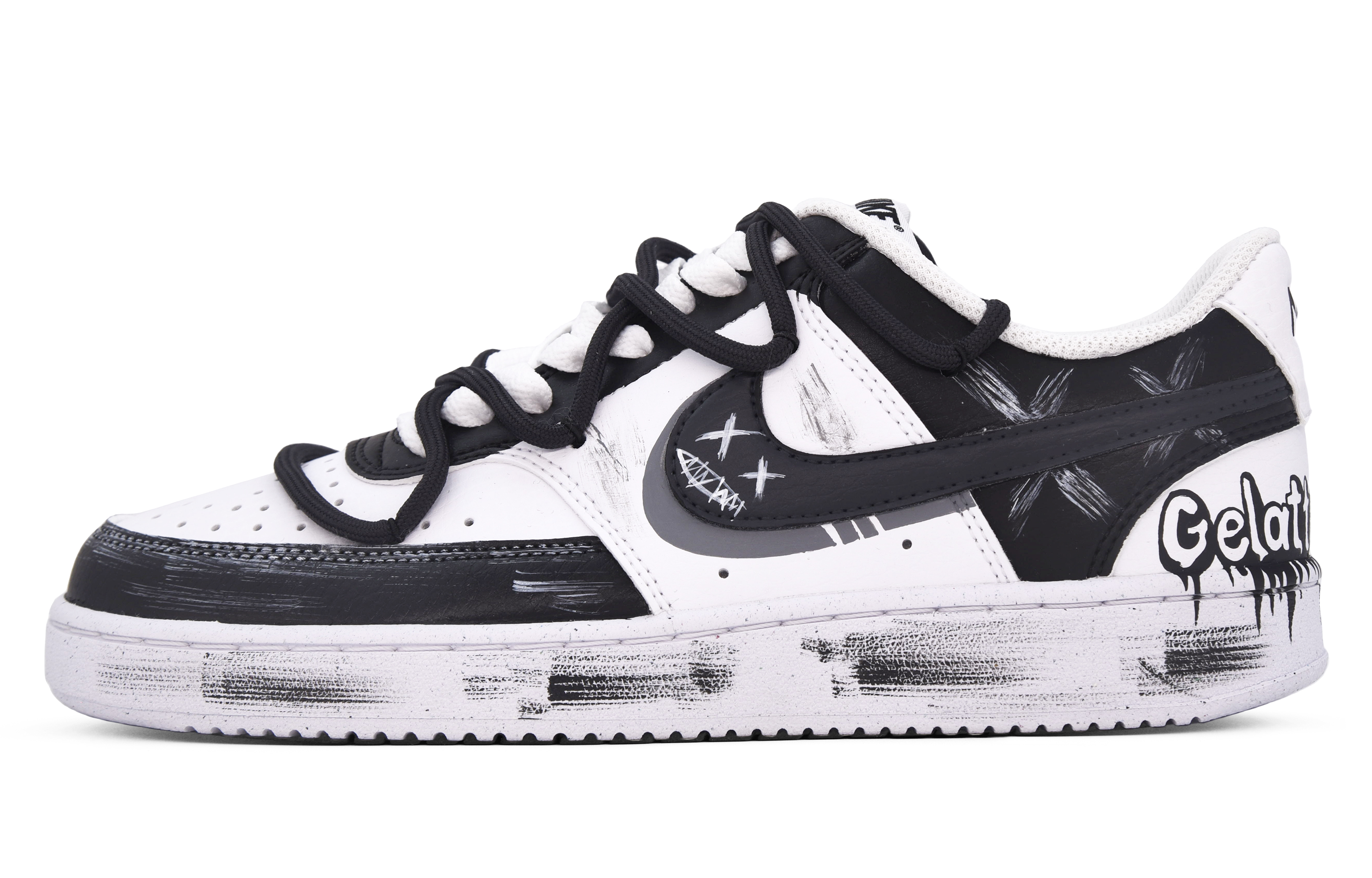 [Custom Shoes] Nike Court Vision 1 Low 'Black White Grey Graffiti'