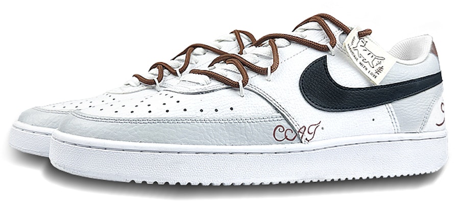 나이키 코트 비전 1 로우 '블랙 화이트 브라운' (커스텀 슈즈) CD5463-101(Team76-悠闲猫咪) Shop 나이키 코트 비전 1 로우 '블랙 화이트 브라운' (커스텀 슈즈) CD5463-101(Team76-悠闲猫咪)