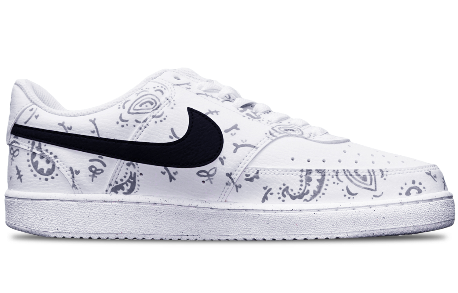 Order [カスタムシューズ] ナイキ コートヴィジョン 1 ロー 'カシューフラワーカスタム' DH2987-101(TeamT-腰果花黑白灰)