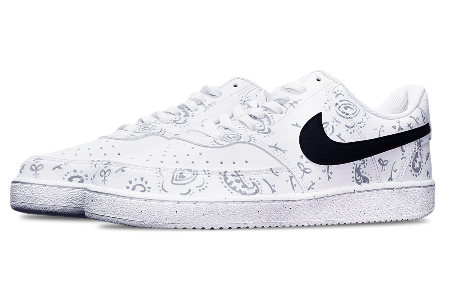 Lookbook [カスタムシューズ] ナイキ コートヴィジョン 1 ロー 'カシューフラワーカスタム' DH2987-101(TeamT-腰果花黑白灰)