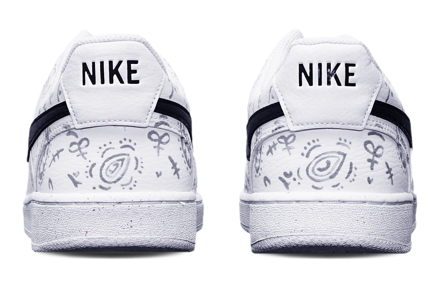 Shop [カスタムシューズ] ナイキ コートヴィジョン 1 ロー 'カシューフラワーカスタム' DH2987-101(TeamT-腰果花黑白灰)