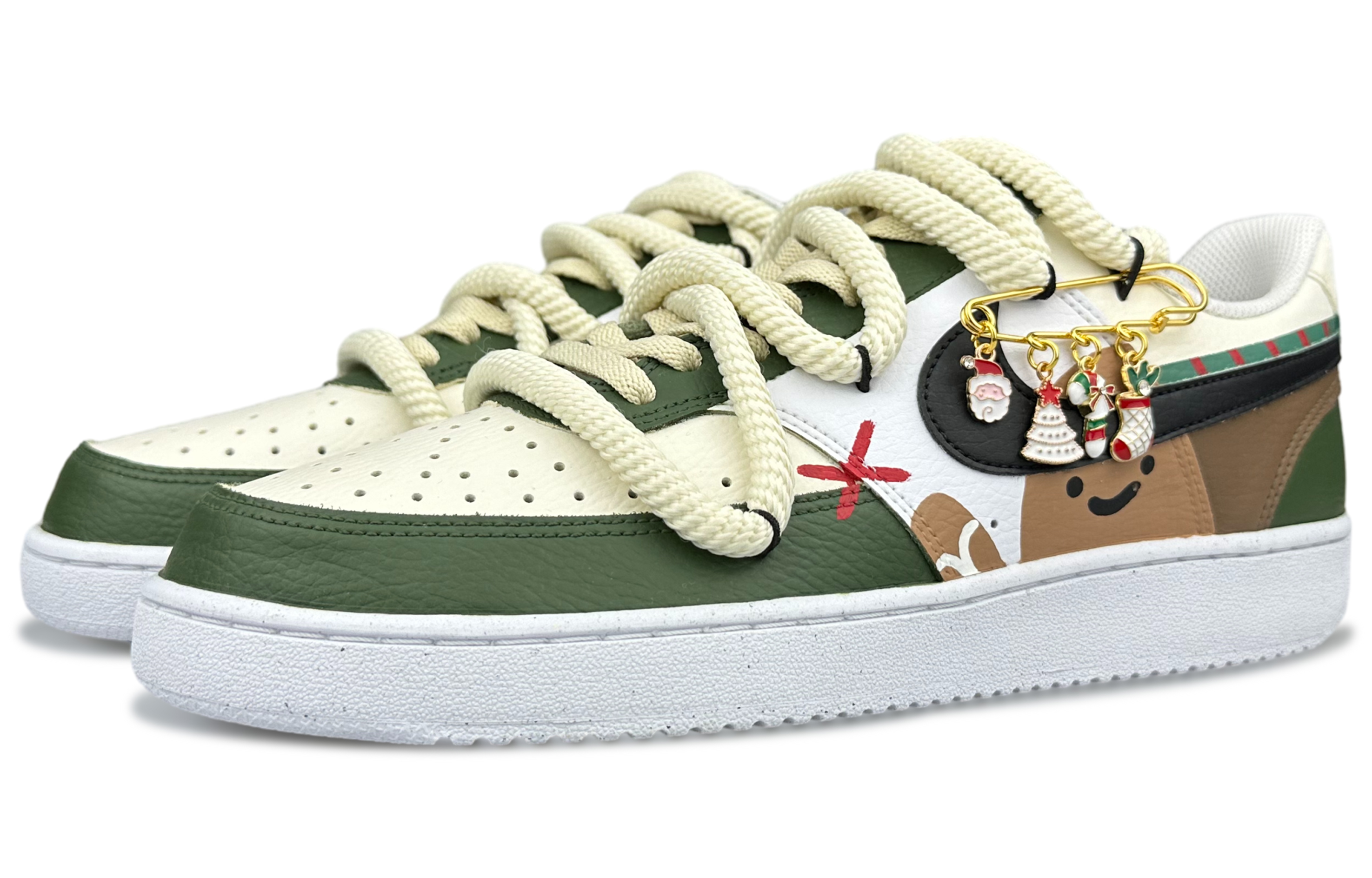 Lookbook 【訂製球鞋】 Nike Court Vision 1 Low 聖誕頌歌 抽象藝術 嘻哈舒適 百搭 低筒 板鞋 男款 白綠