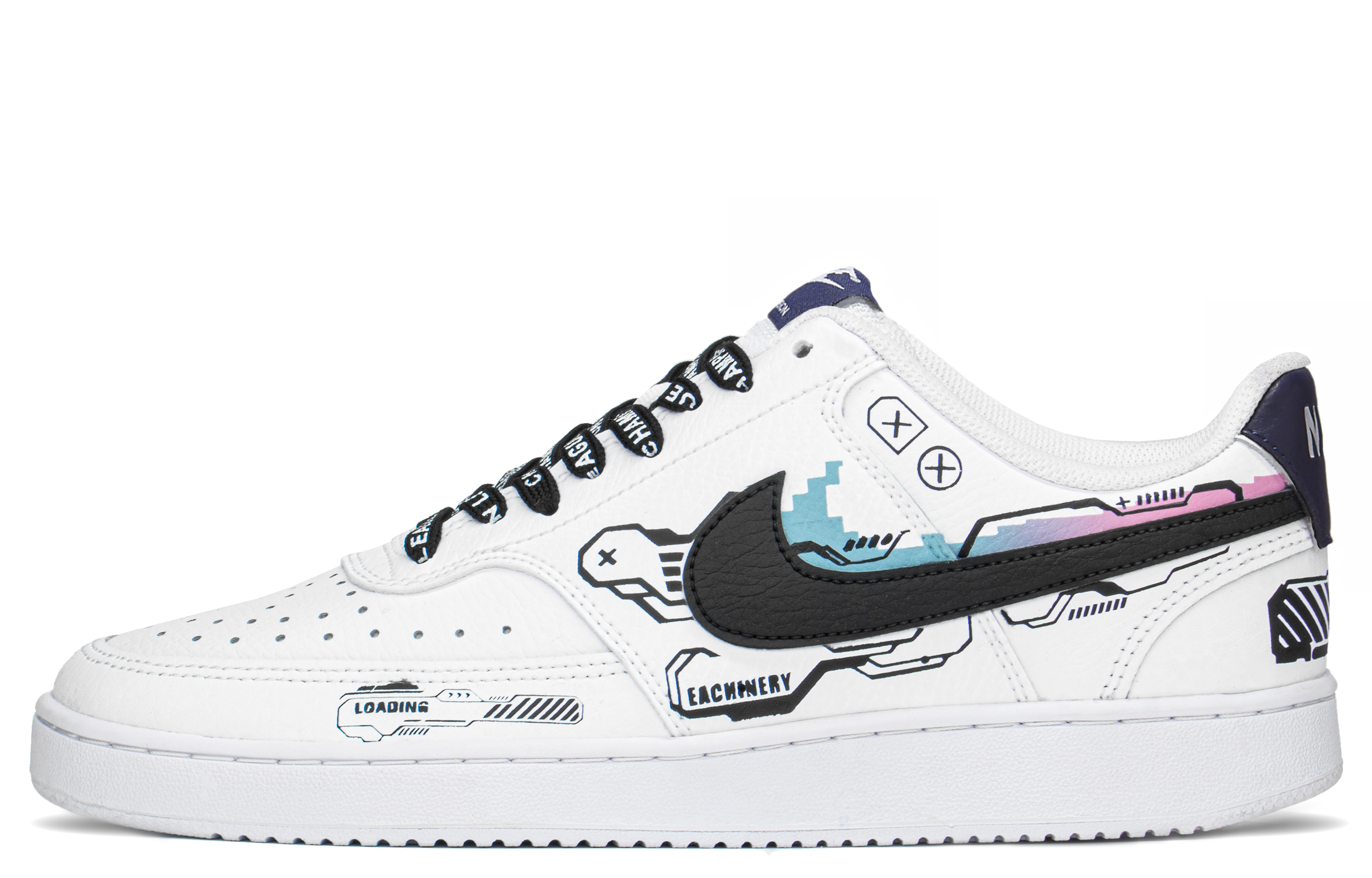 Buy 【定製球鞋】Nike Court Vision 1 賽博 機械 解構 低幫 板鞋 藍粉黑白