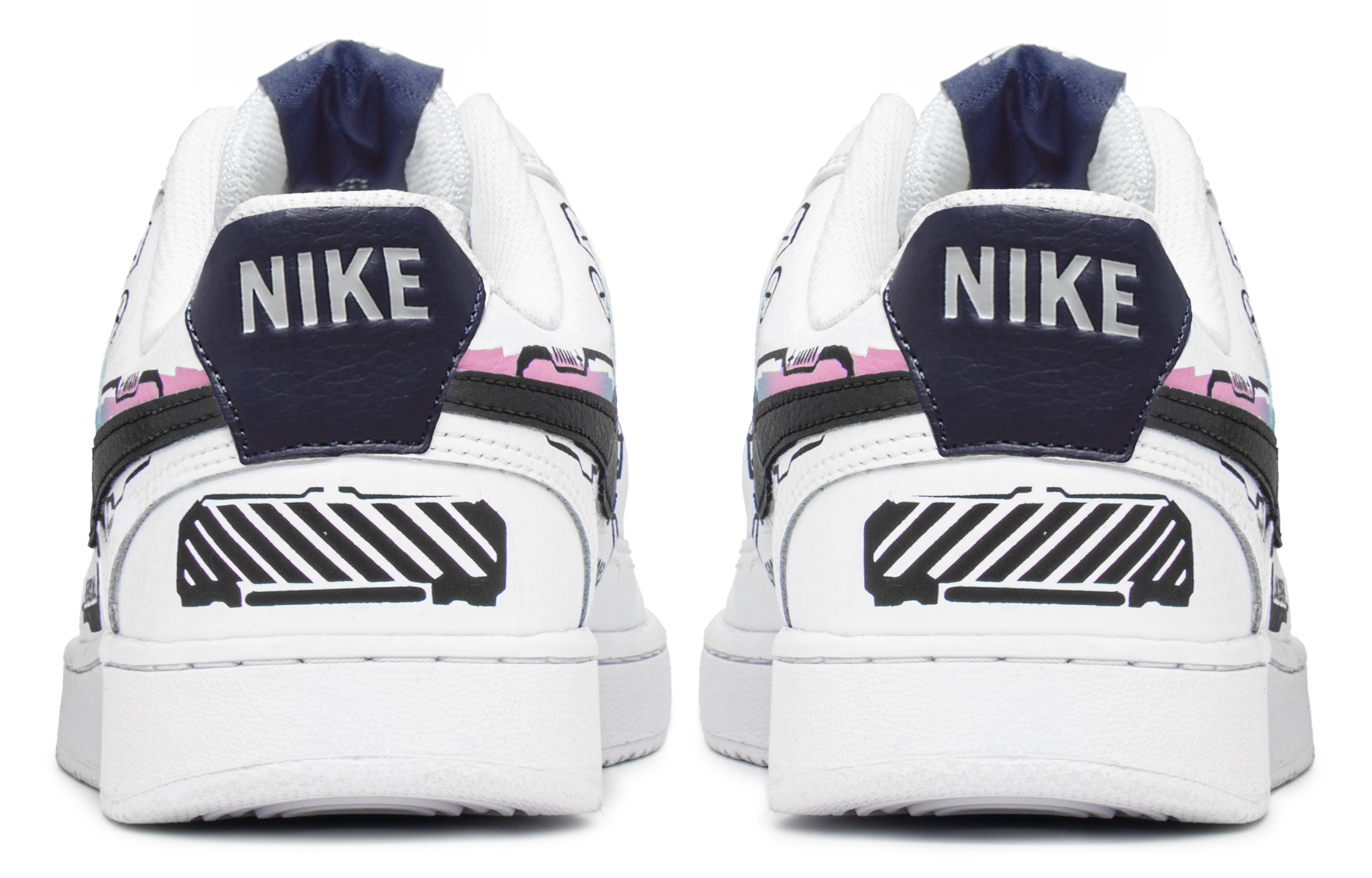 Shop 【定製球鞋】Nike Court Vision 1 賽博 機械 解構 低幫 板鞋 藍粉黑白