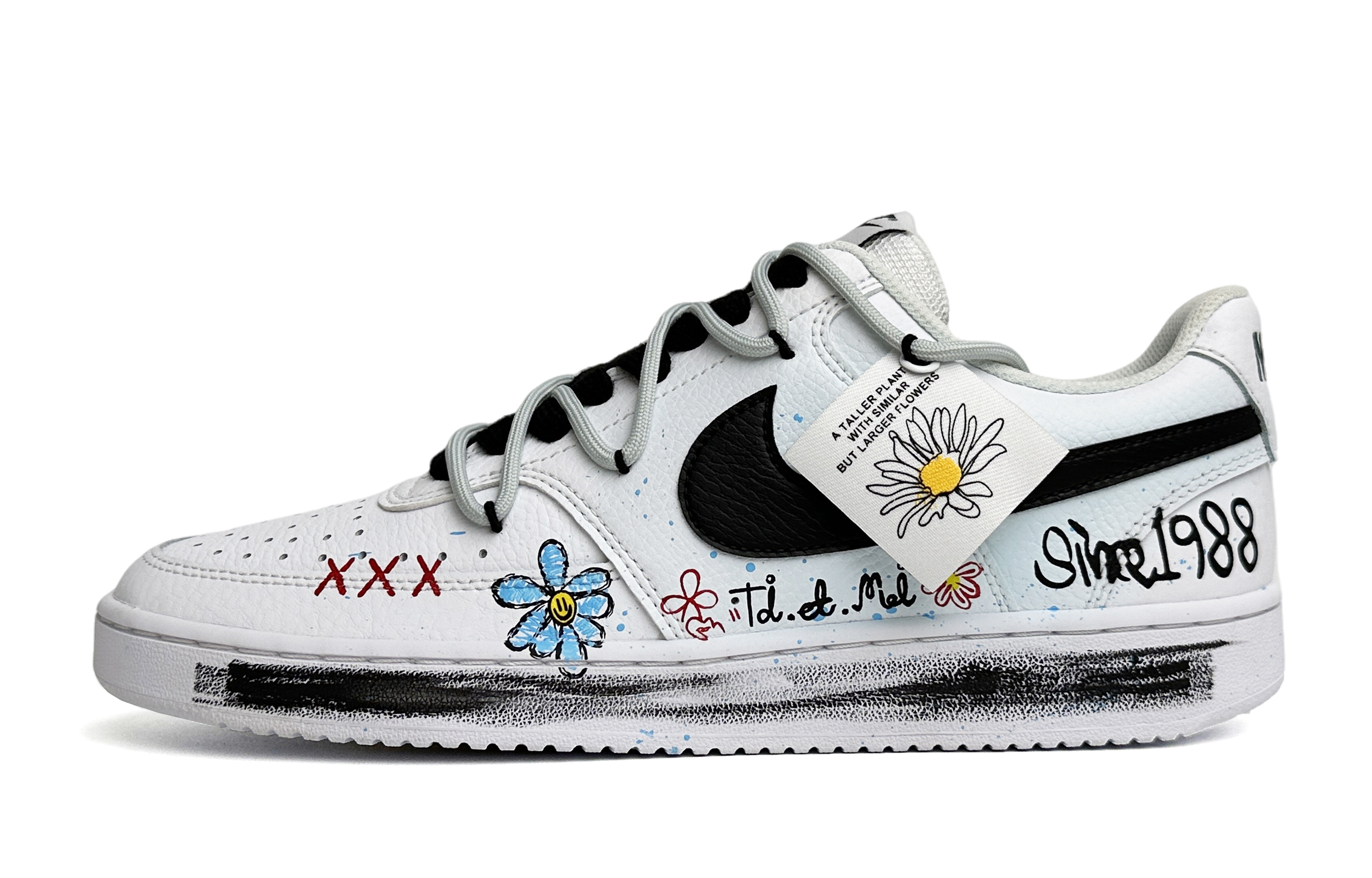 Buy カスタム シューズ] ナイキ コート ビジョン 1 ロー 'デイジー グラフィティ スプラッター デコンストラクト レース' CD5463-101-484813 CD5463-101-484813