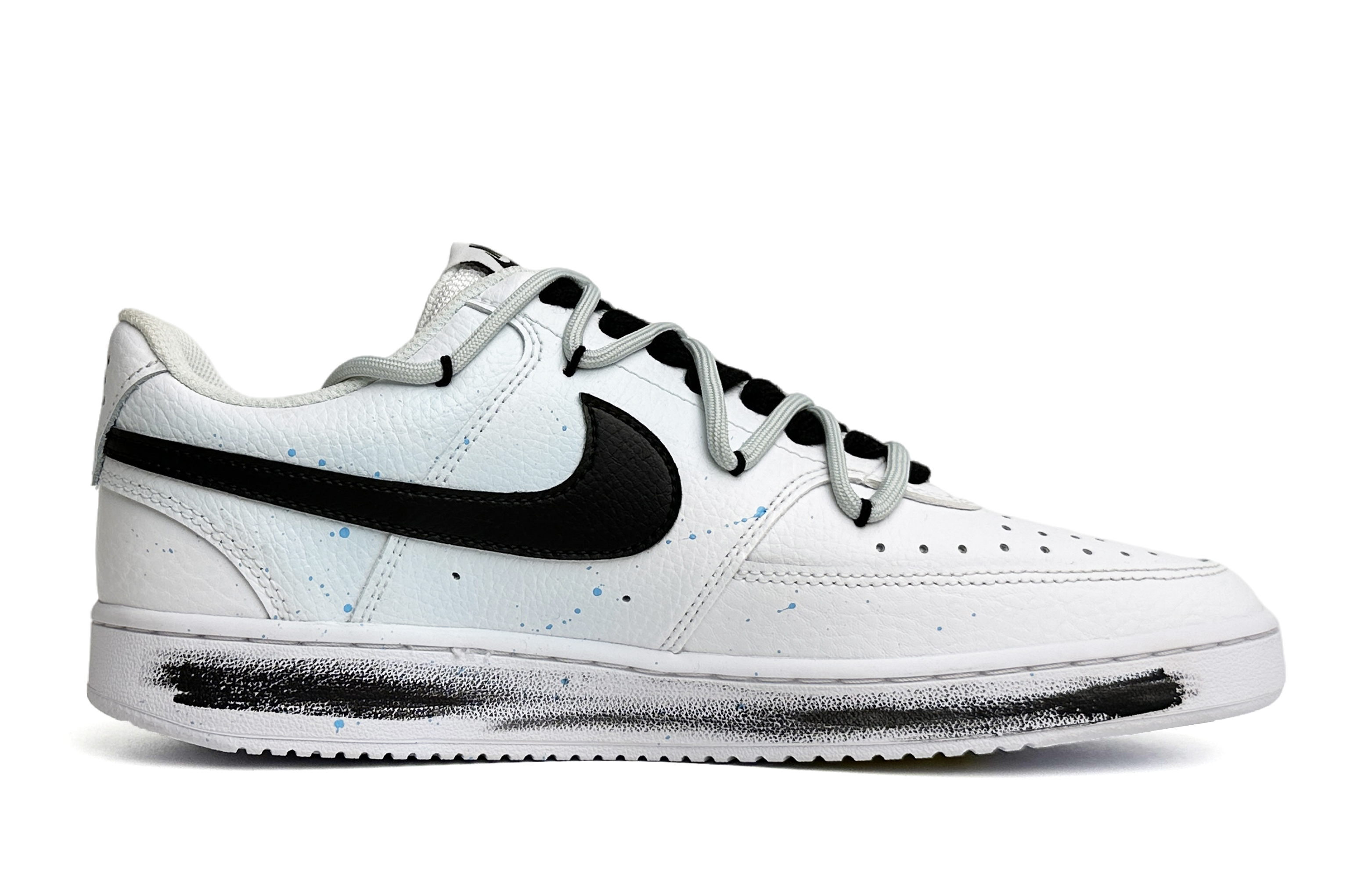 Order カスタム シューズ] ナイキ コート ビジョン 1 ロー 'デイジー グラフィティ スプラッター デコンストラクト レース' CD5463-101-484813 CD5463-101-484813