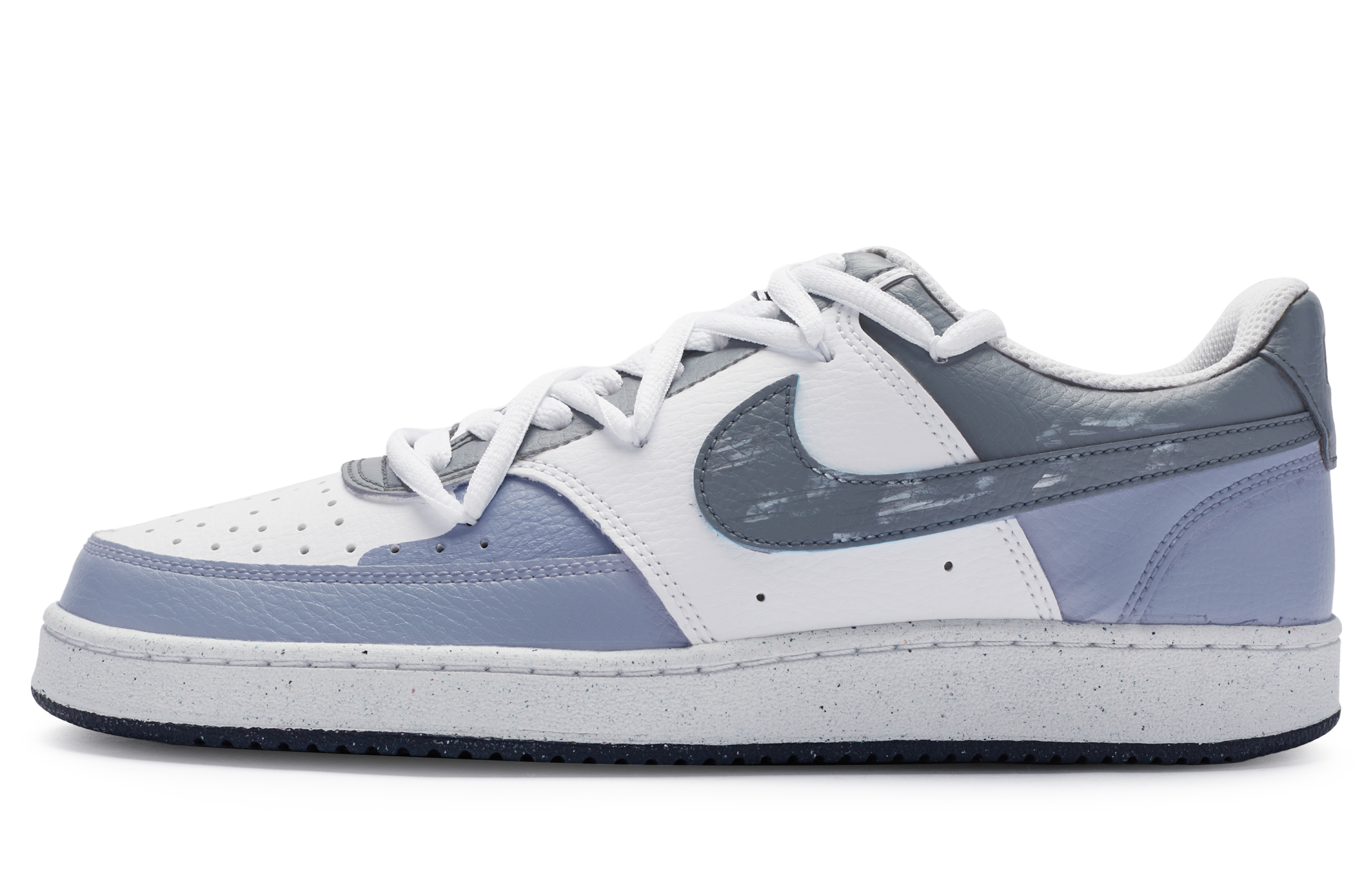 Buy [Sepatu Custom] Nike Court Vision 1 Low 'Deconstructed Spray-Paint Putih Abu Ungu' DH2987-103-458268