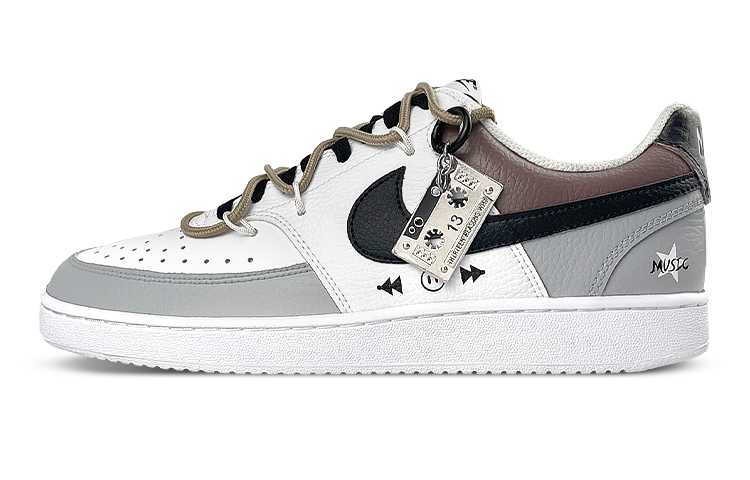 [Custom Shoes] Nike Court Vision 1 Low 'Deconstructed Record Pendant Black White Grey'