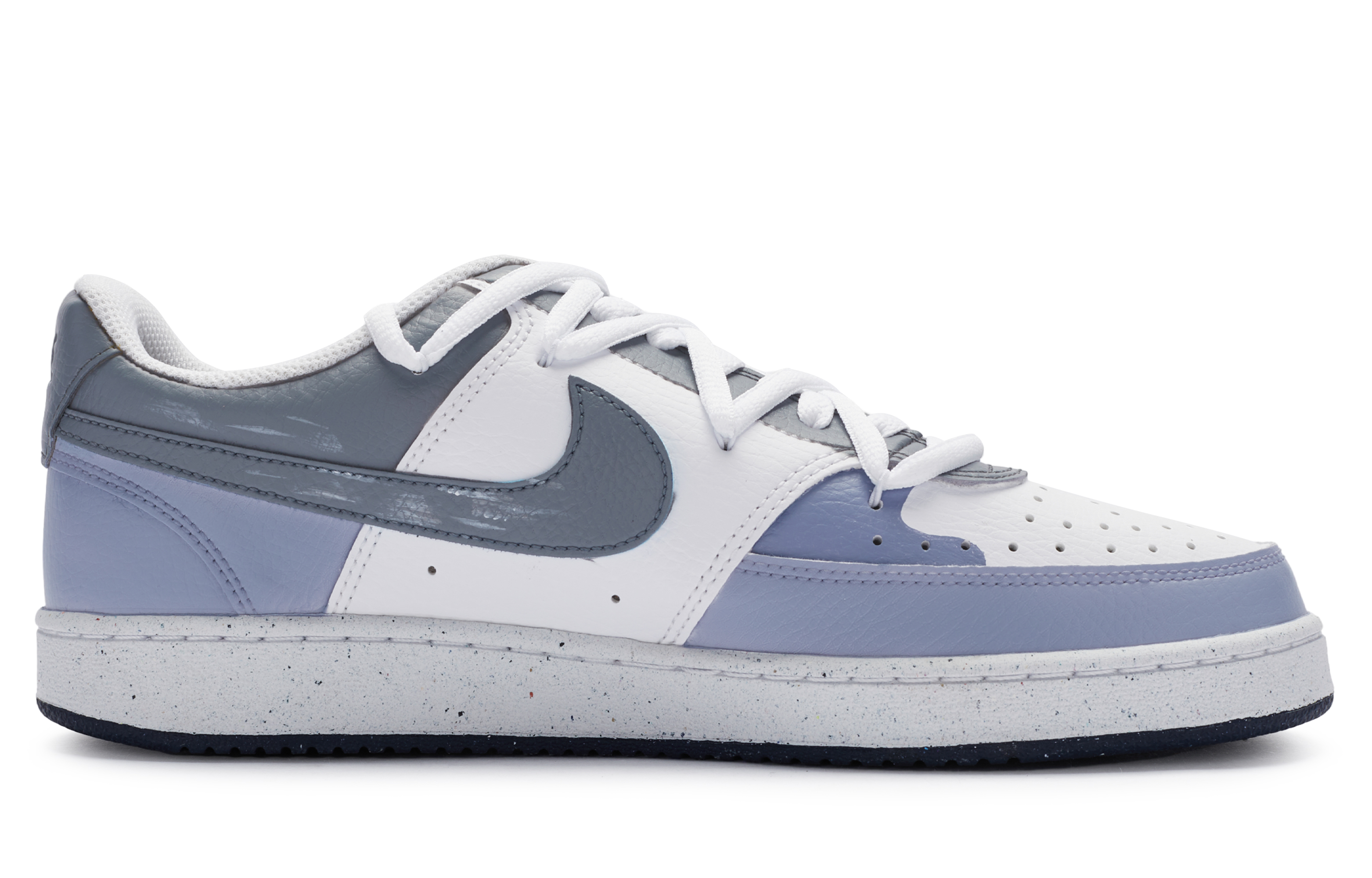 Order [Sepatu Custom] Nike Court Vision 1 Low 'Deconstructed Spray-Paint Putih Abu Ungu' DH2987-103-458268