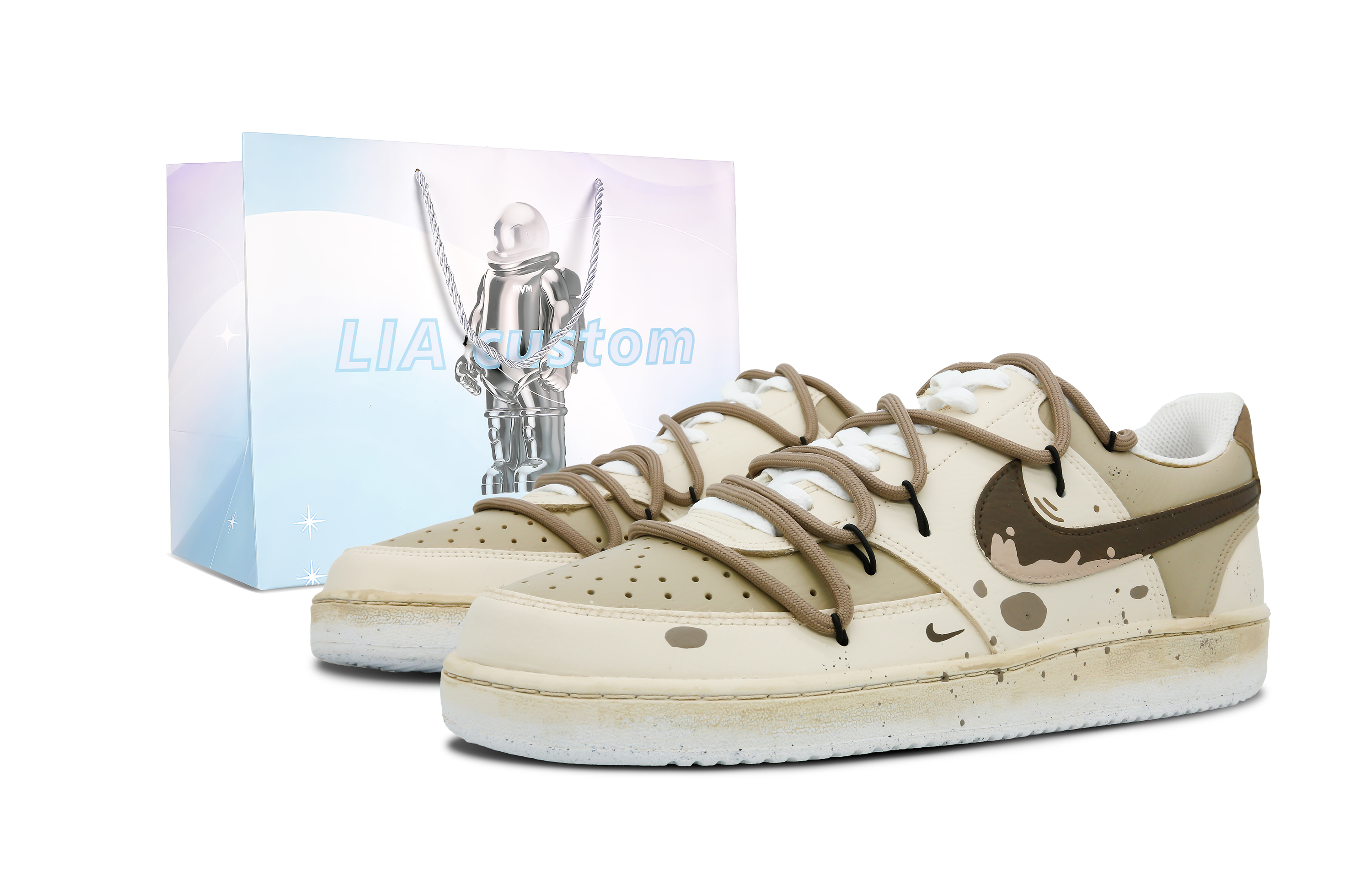 [Custom Shoes] Nike Court Vision 1 Low 'Exploration Planet Tote Bag'
