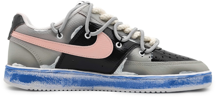 【訂製球鞋】 Nike Court Vision 1 Low 摩根褪色 刺繡標籤 浸蝕漸變 做舊 低筒 板鞋 男款 粉黑灰 Order 【訂製球鞋】 Nike Court Vision 1 Low 摩根褪色 刺繡標籤 浸蝕漸變 做舊 低筒 板鞋 男款 粉黑灰
