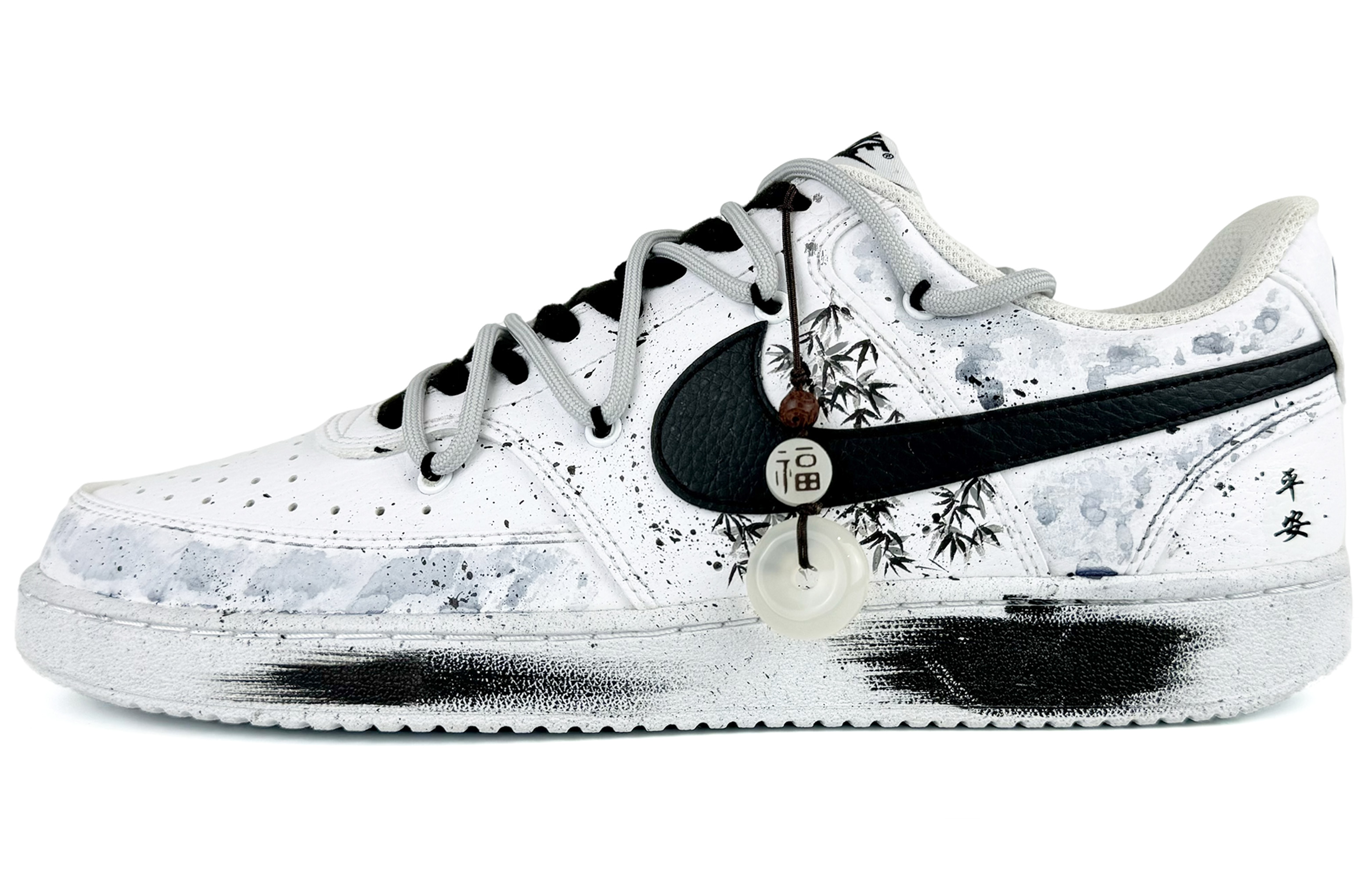 [Custom Shoes] Nike Court Vision 1 Low 'Gentle Bamboo - White Black'