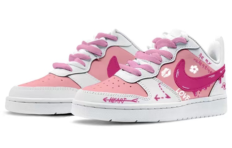 Lookbook ナイキ コートビジョン LO グラフィティ ピンク/白 (カスタム) BQ5448-100(TeamK-时之恋人)