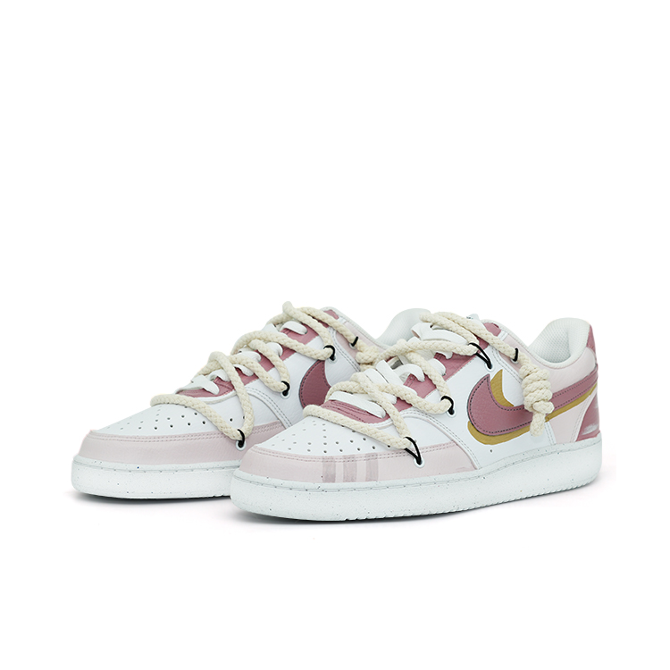 Lookbook [Zapatos Personalizados] Nike Court Vision 1 Low 'Rosa Helado' DH2987-101（TEAM106-男款冰莓)