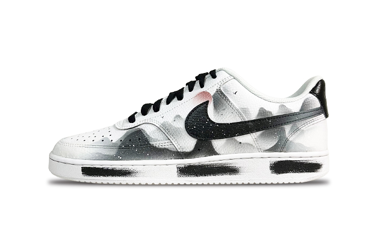 [Custom Shoes] Nike Court Vision 1 Low 'Ink Wash - Black White Red'