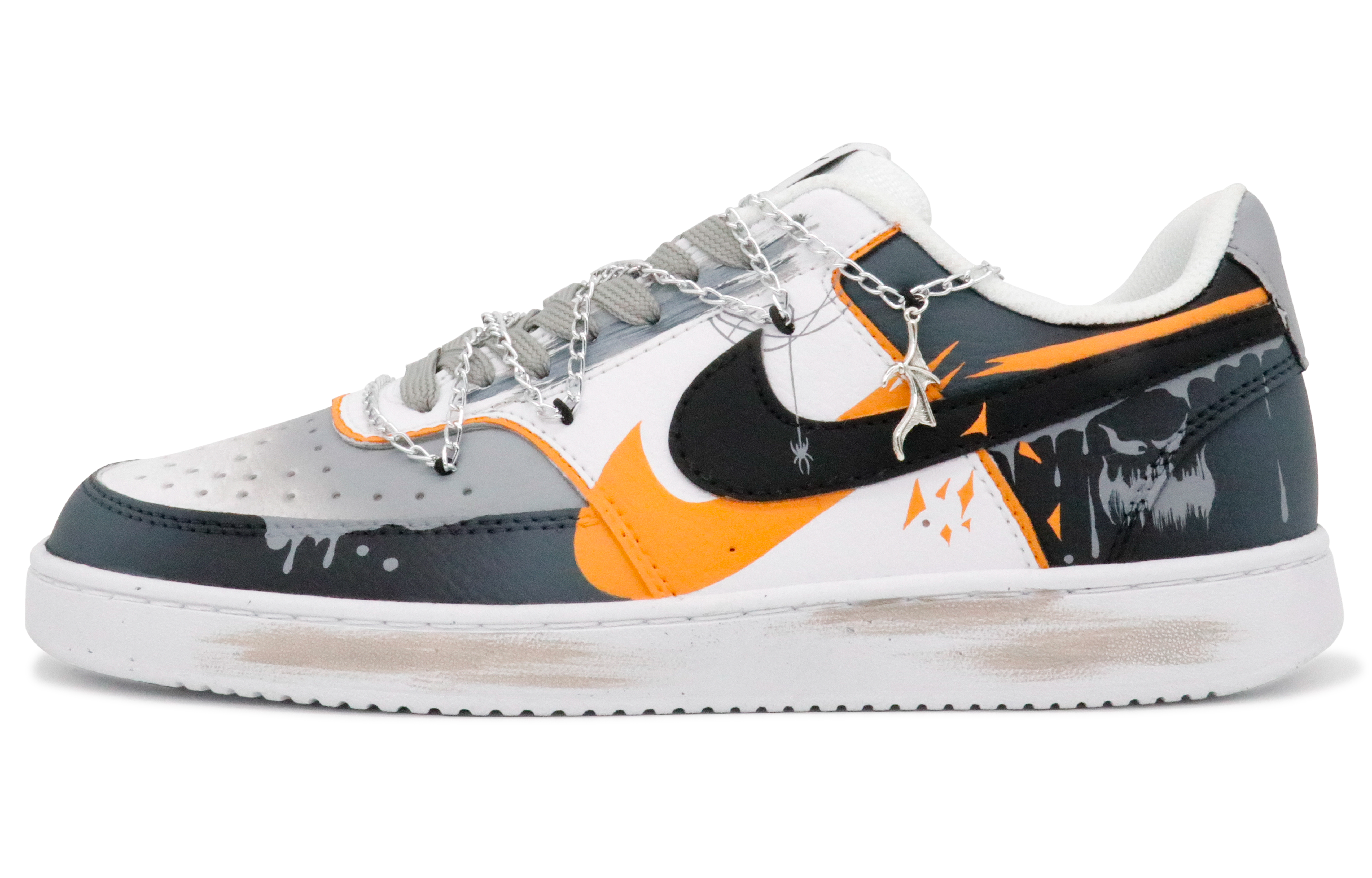 Buy 【訂製球鞋】Nike Court Vision 1 Low 午夜森林 塗鴉 做舊 解構 耐磨防滑 低筒 板鞋 男款 灰色