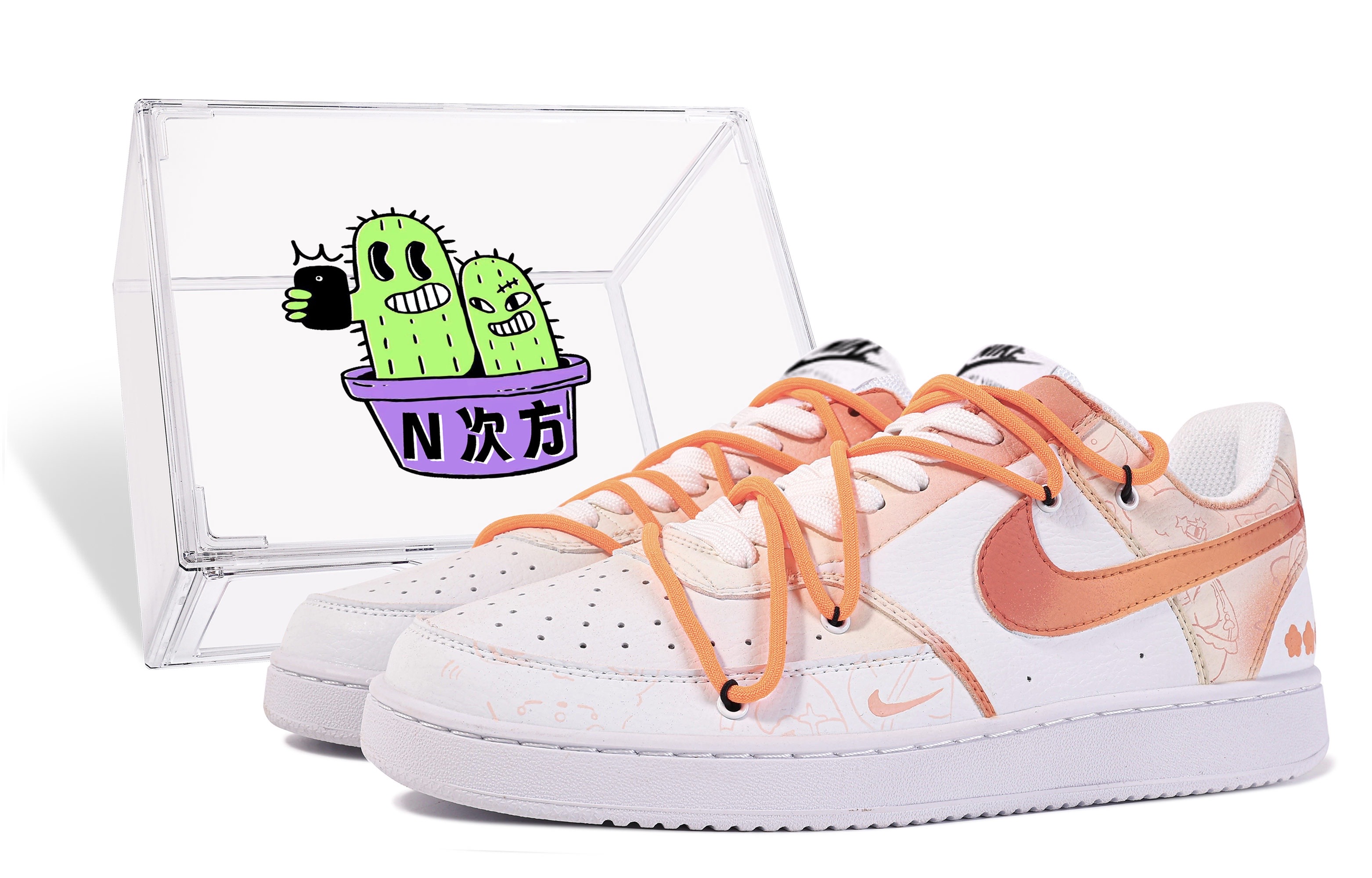 Buy 【客製化球鞋】 Nike Court Vision 1 Low 小羊寫真家 橙色小熊 清新 百搭 禮盒 低筒 板鞋 男款 橙白