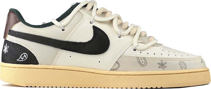 【客製球鞋】 Nike Court Vision 1 LO NCPS 機械魔靈 腰果花 回到街頭 低筒 板鞋 男款 米灰黑 Order 【客製球鞋】 Nike Court Vision 1 LO NCPS 機械魔靈 腰果花 回到街頭 低筒 板鞋 男款 米灰黑