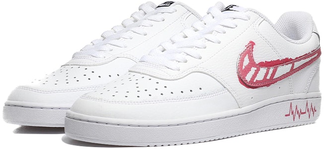 【客製球鞋】Nike Court Vision 1 愛的emoji系列 情侶款 桃紅拼湊愛心 心電情人 低筒 板鞋 男女同款 白紅 Lookbook 【客製球鞋】Nike Court Vision 1 愛的emoji系列 情侶款 桃紅拼湊愛心 心電情人 低筒 板鞋 男女同款 白紅