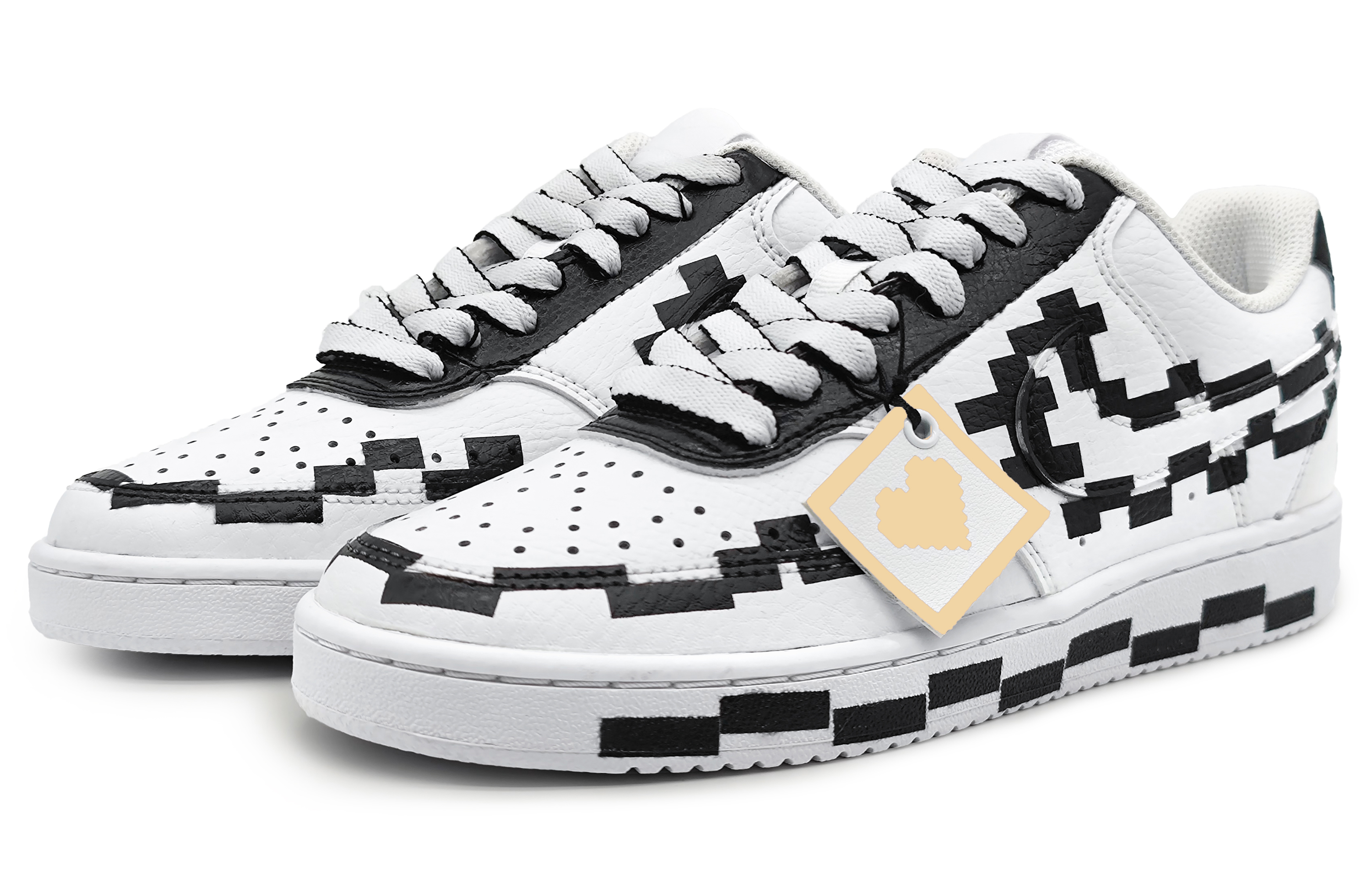 Lookbook Zapatillas Nike Court Vision 1 Low 'Pixel Love Blanco-Negro' CD5434-100(Team16-女款像素情书黄)